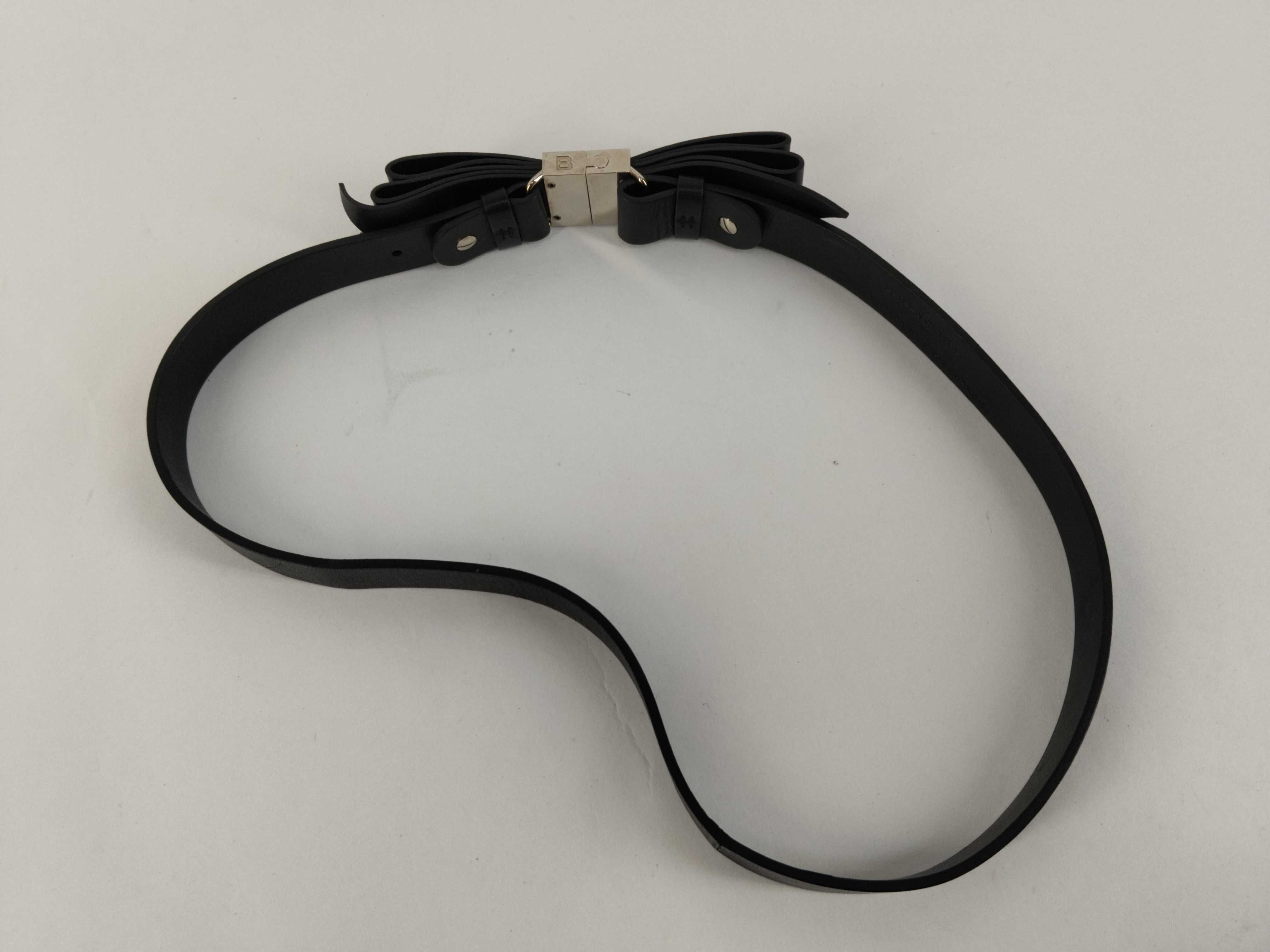 Ribbon Black Leather Belt (Comes with box, dust bag, and booklet) — view 2