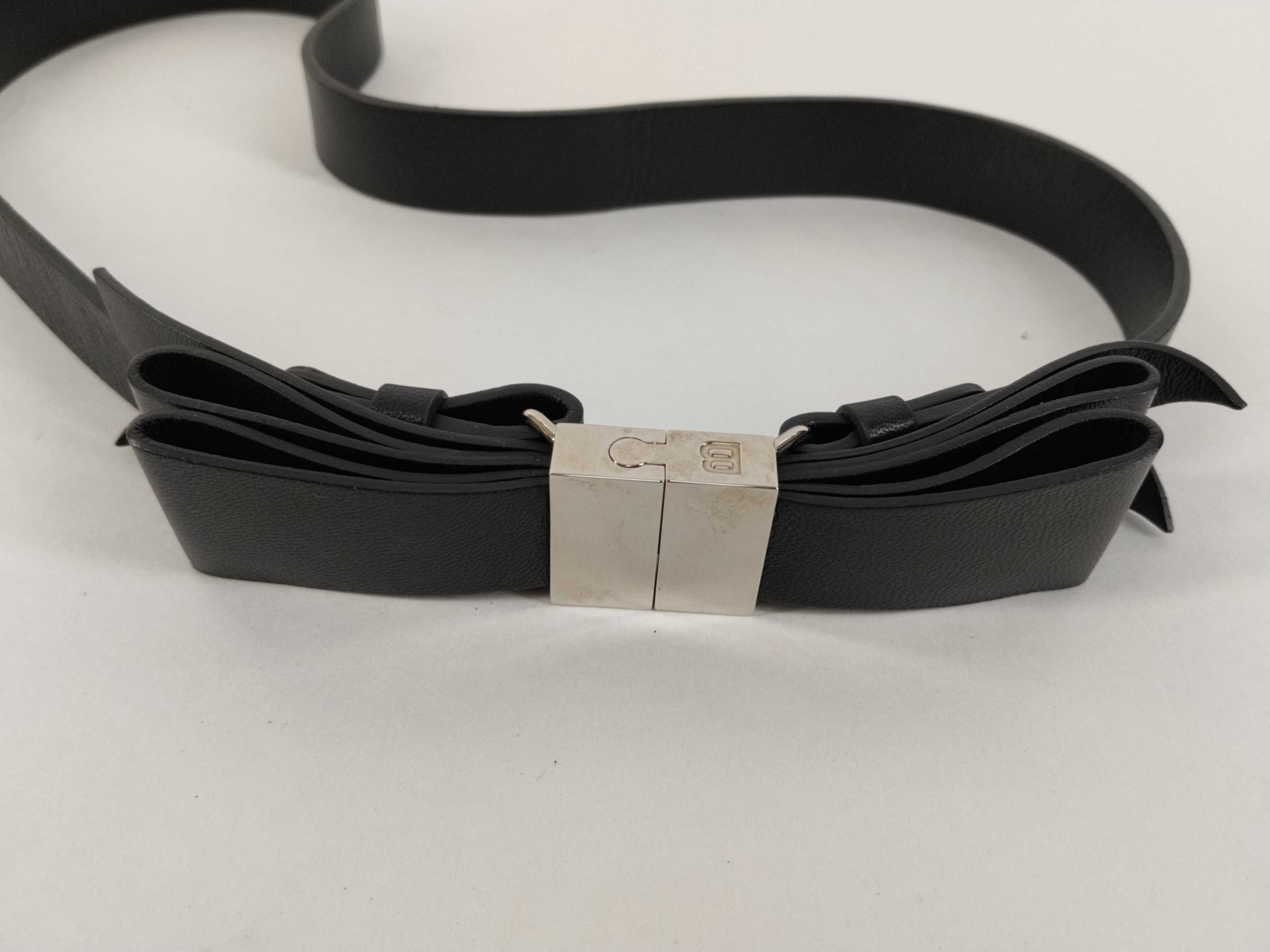 Ribbon Black Leather Belt (Comes with box, dust bag, and booklet) — view 4