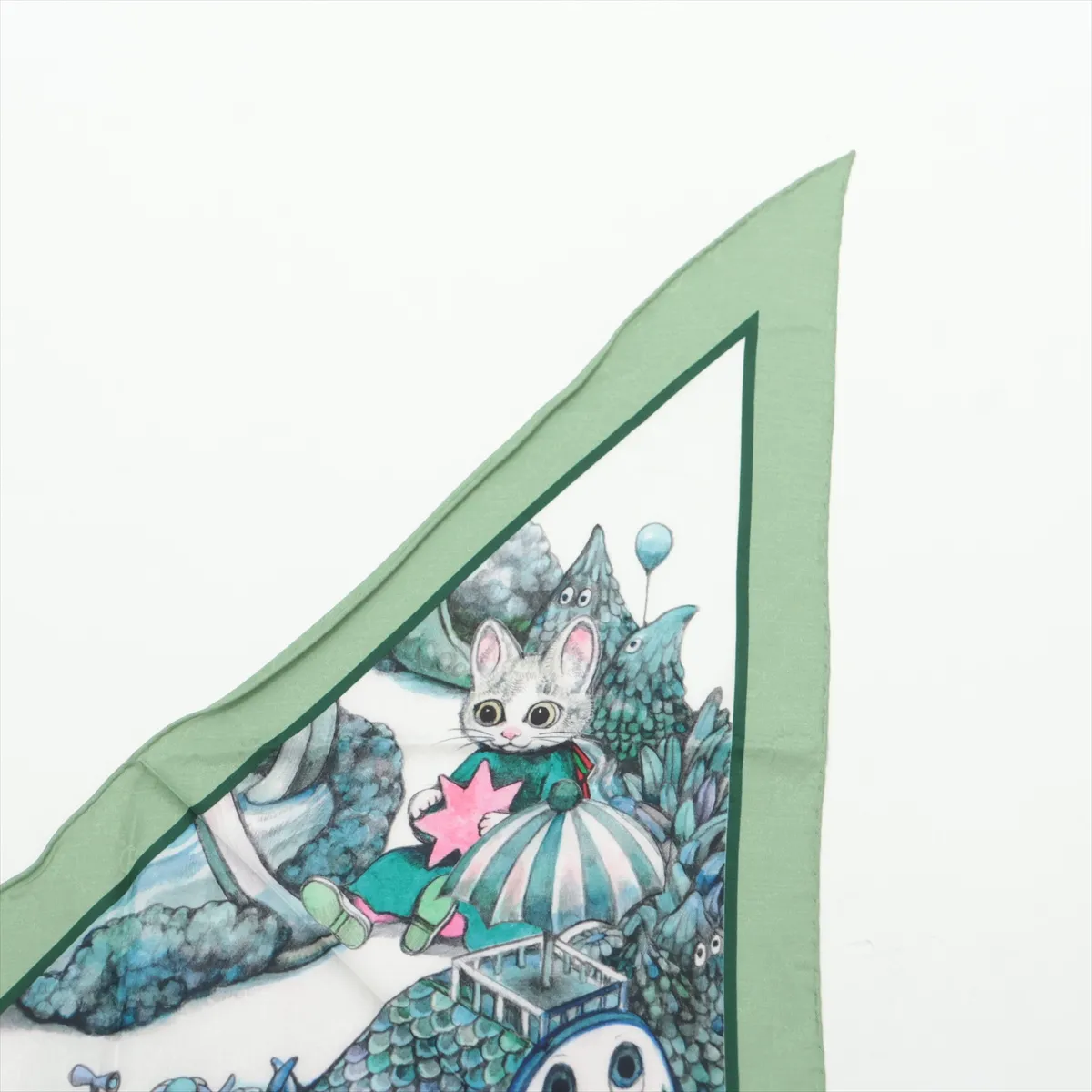 x Yuko Higuchi GG Supreme Scarf, Silk, Green, Slight wear, — view 2