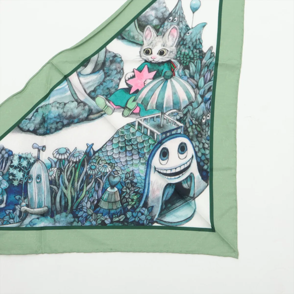 x Yuko Higuchi GG Supreme Scarf, Silk, Green, Slight wear, — view 3
