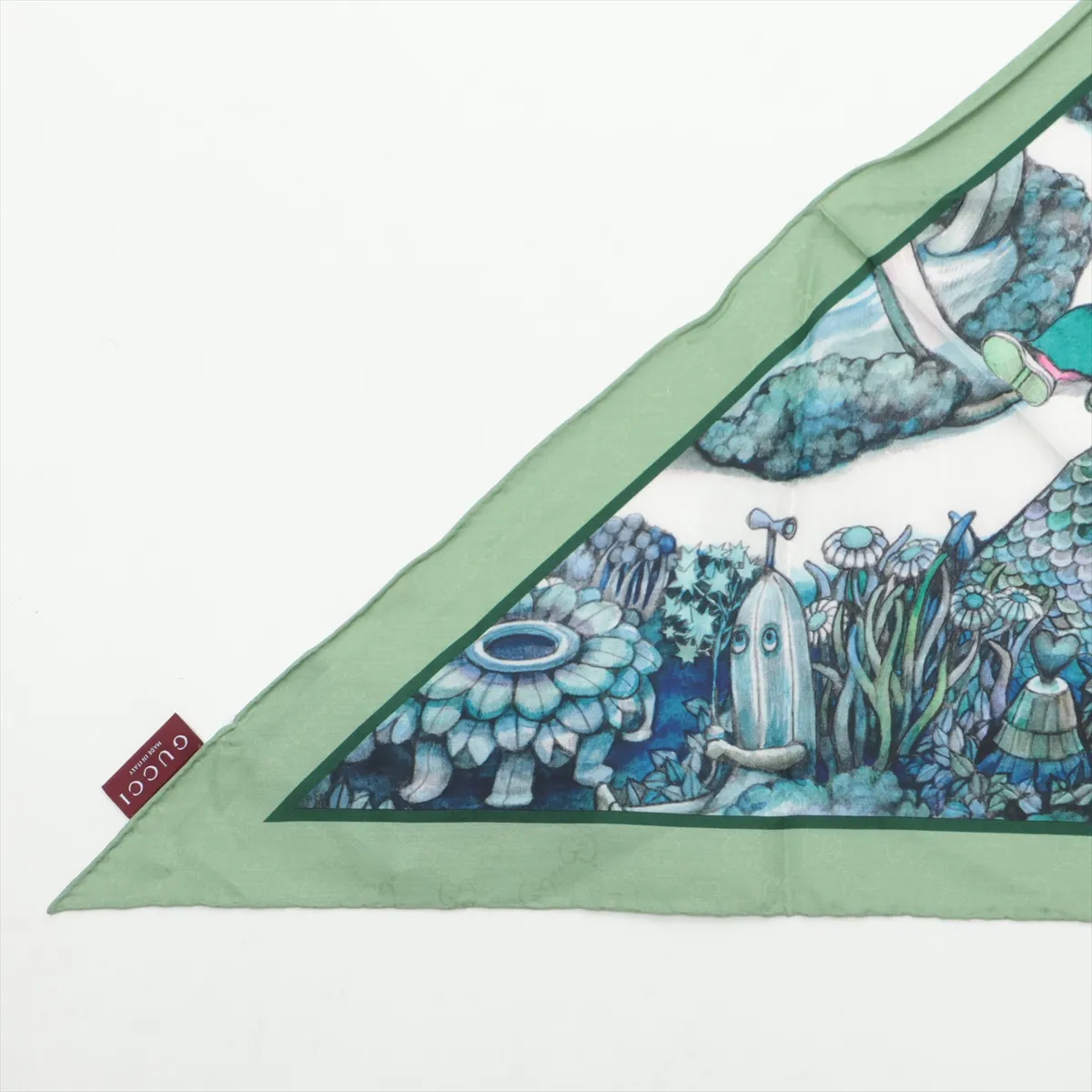 x Yuko Higuchi GG Supreme Scarf, Silk, Green, Slight wear, — view 4