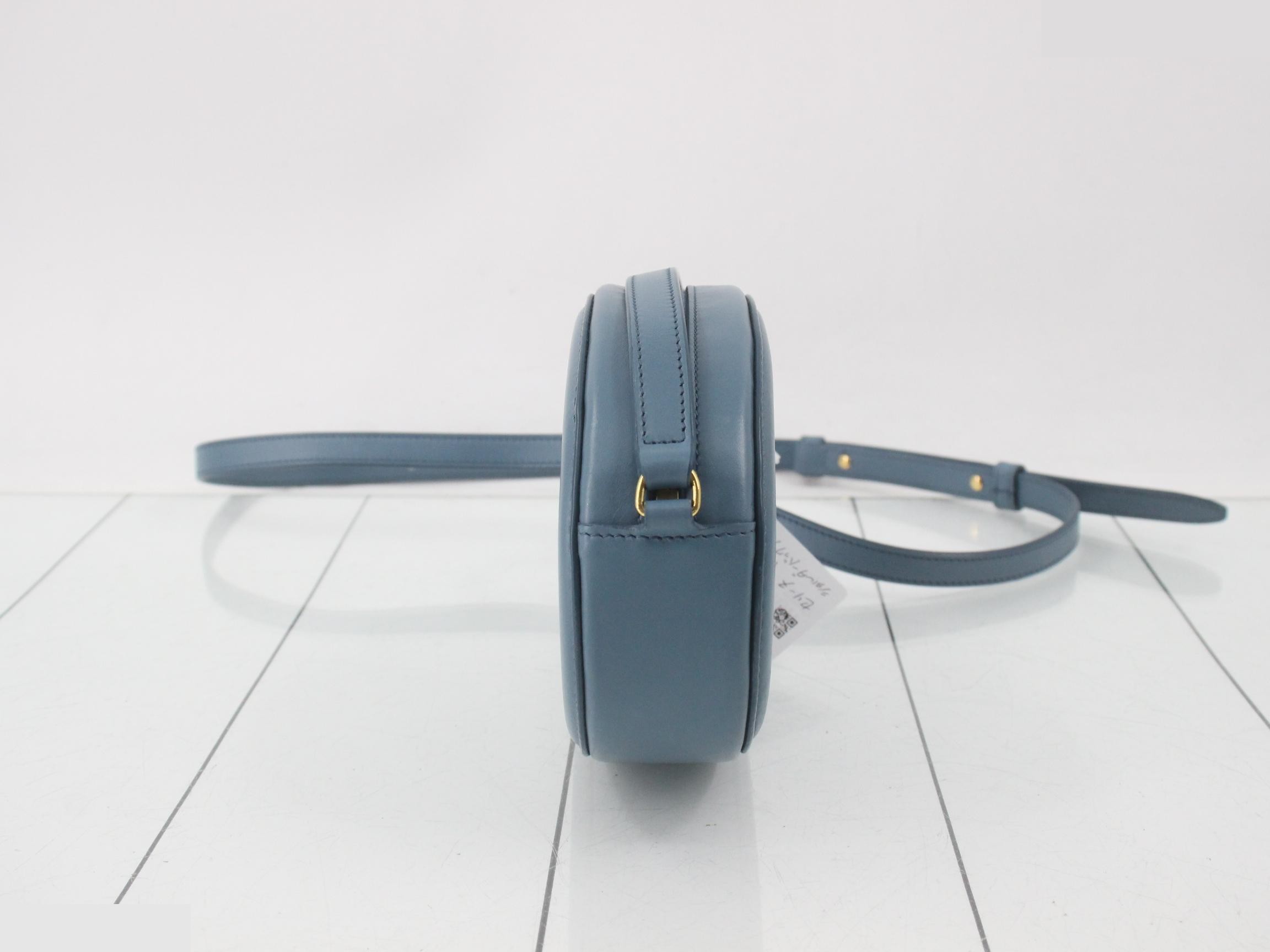 Triomphe Shoulder Bag/Pochette, Leather, Blue — view 3