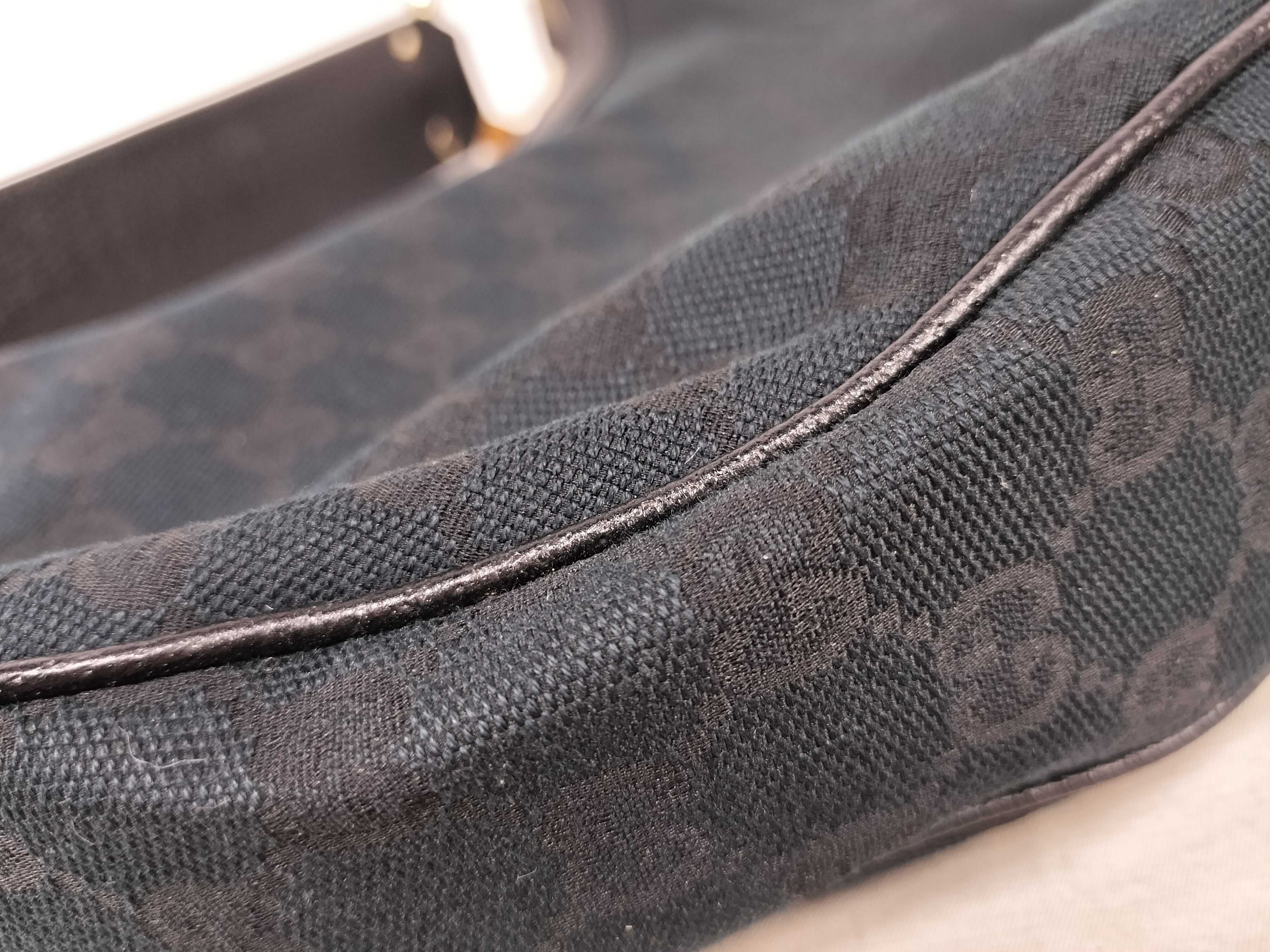 Bamboo Shoulder Bag, Black Canvas GG Monogram, 137577 — view 14