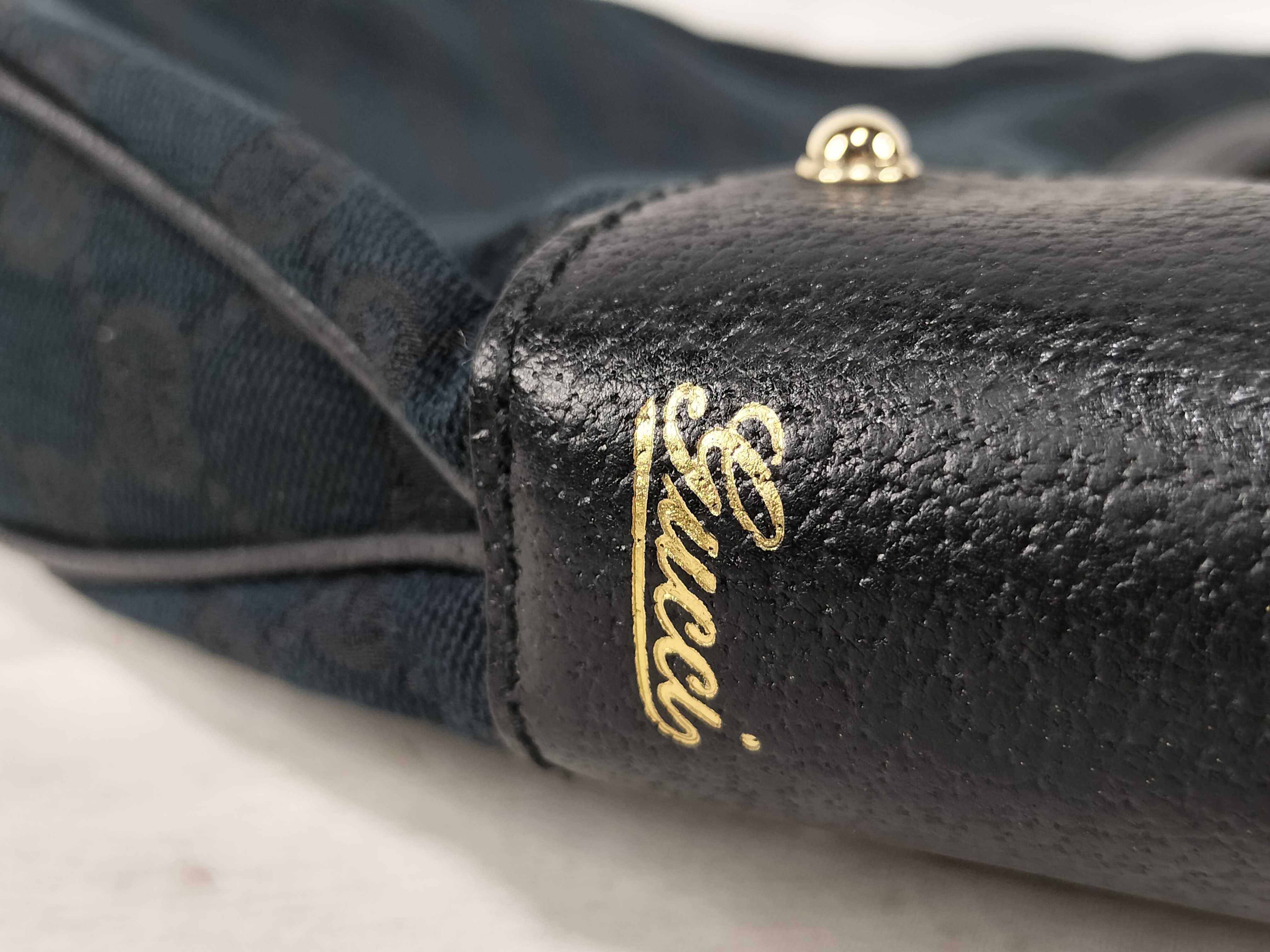 Bamboo Shoulder Bag, Black Canvas GG Monogram, 137577 — view 15