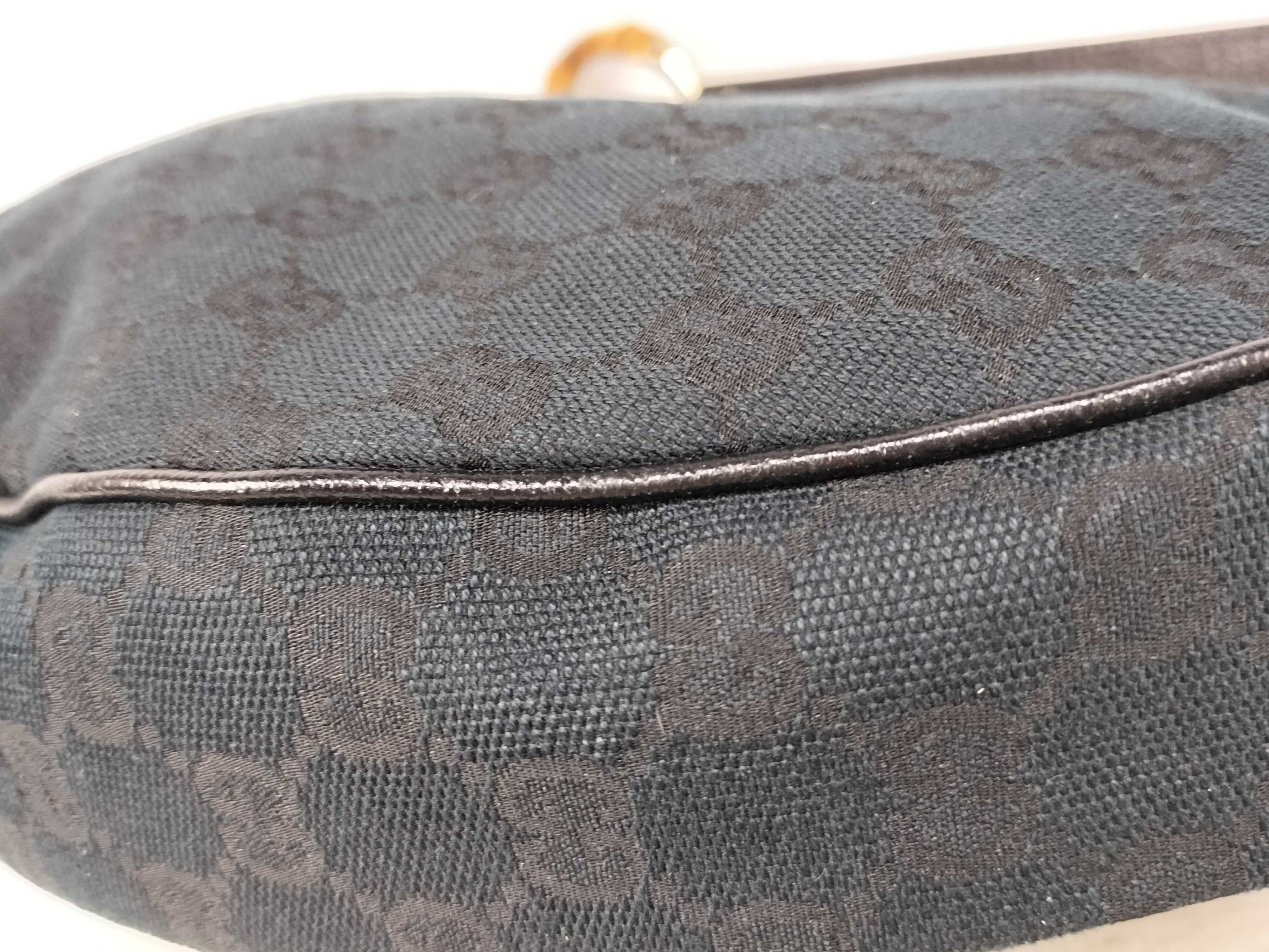 Bamboo Shoulder Bag, Black Canvas GG Monogram, 137577 — view 7