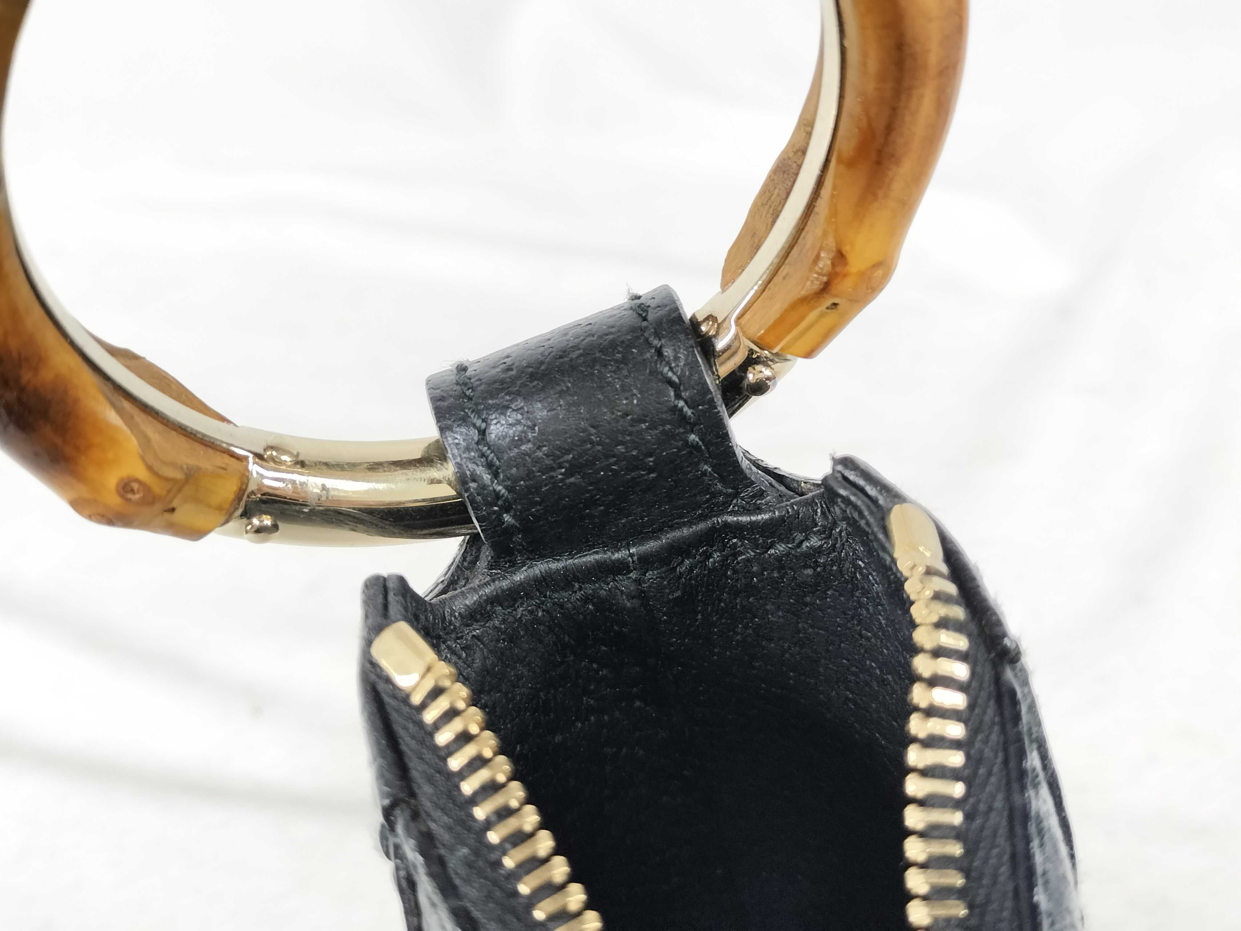 Bamboo Shoulder Bag, Black Canvas GG Monogram, 137577 — view 9