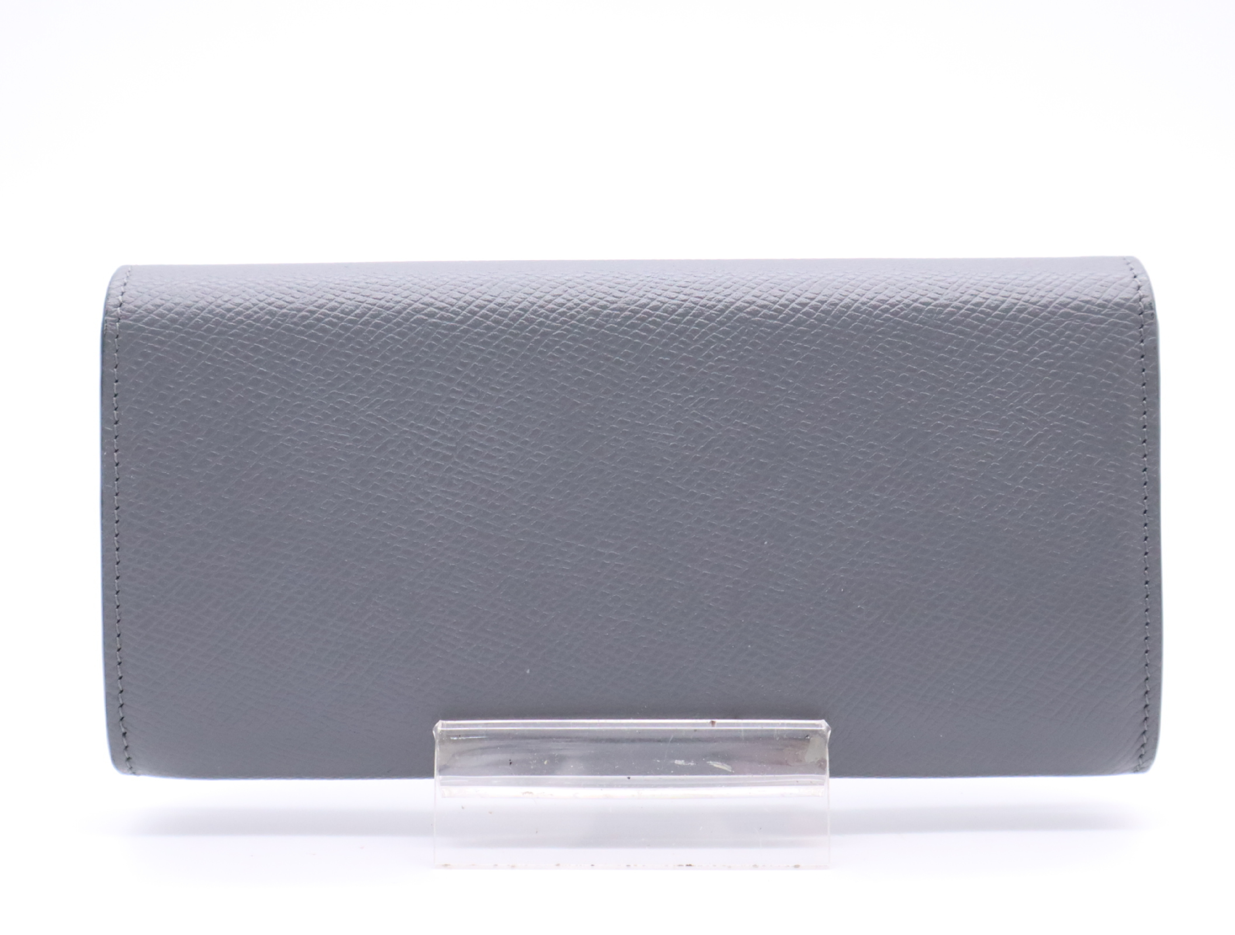 10B563BEL Grained Calfskin Large Flap Wallet, Gray — view 2