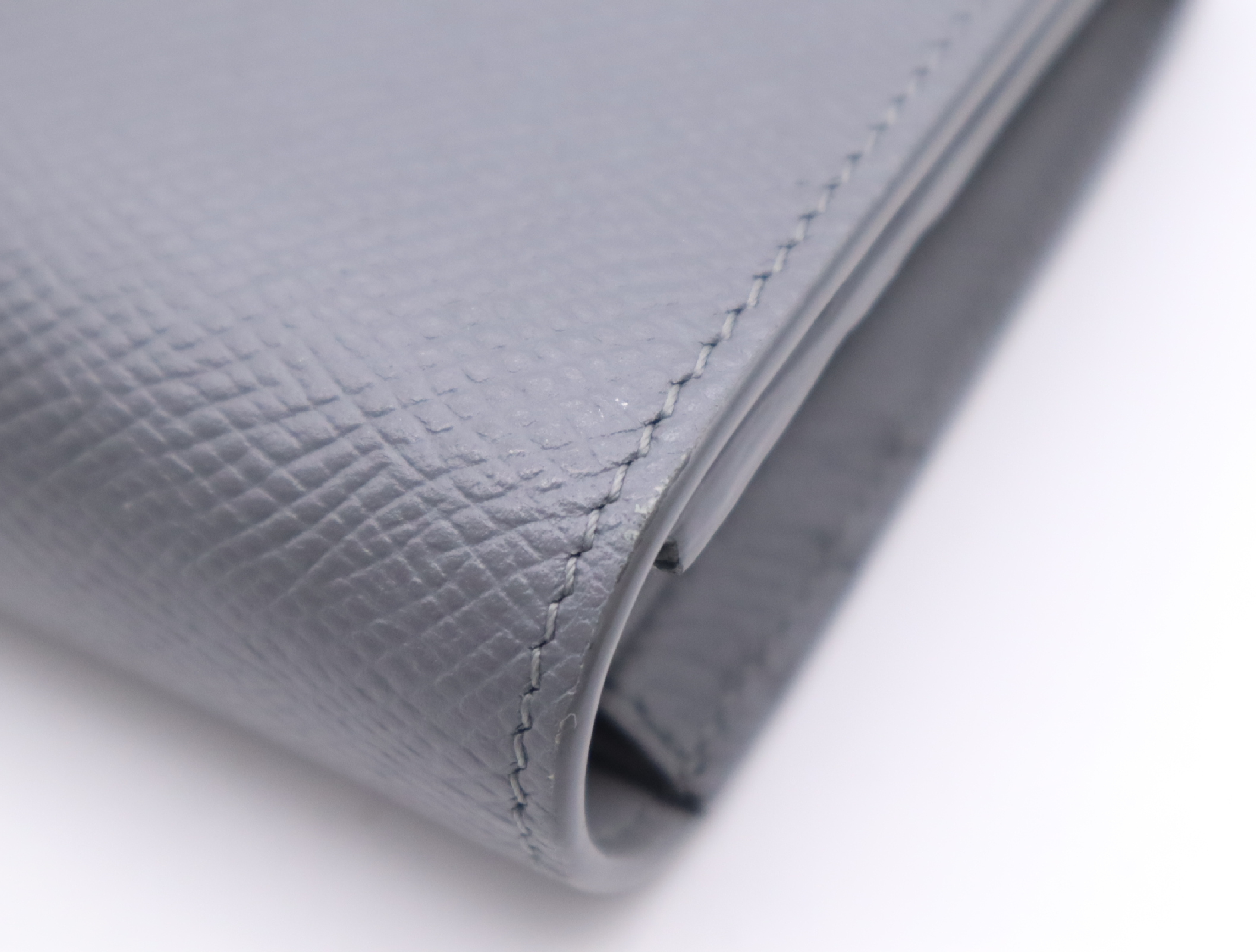 10B563BEL Grained Calfskin Large Flap Wallet, Gray — view 9