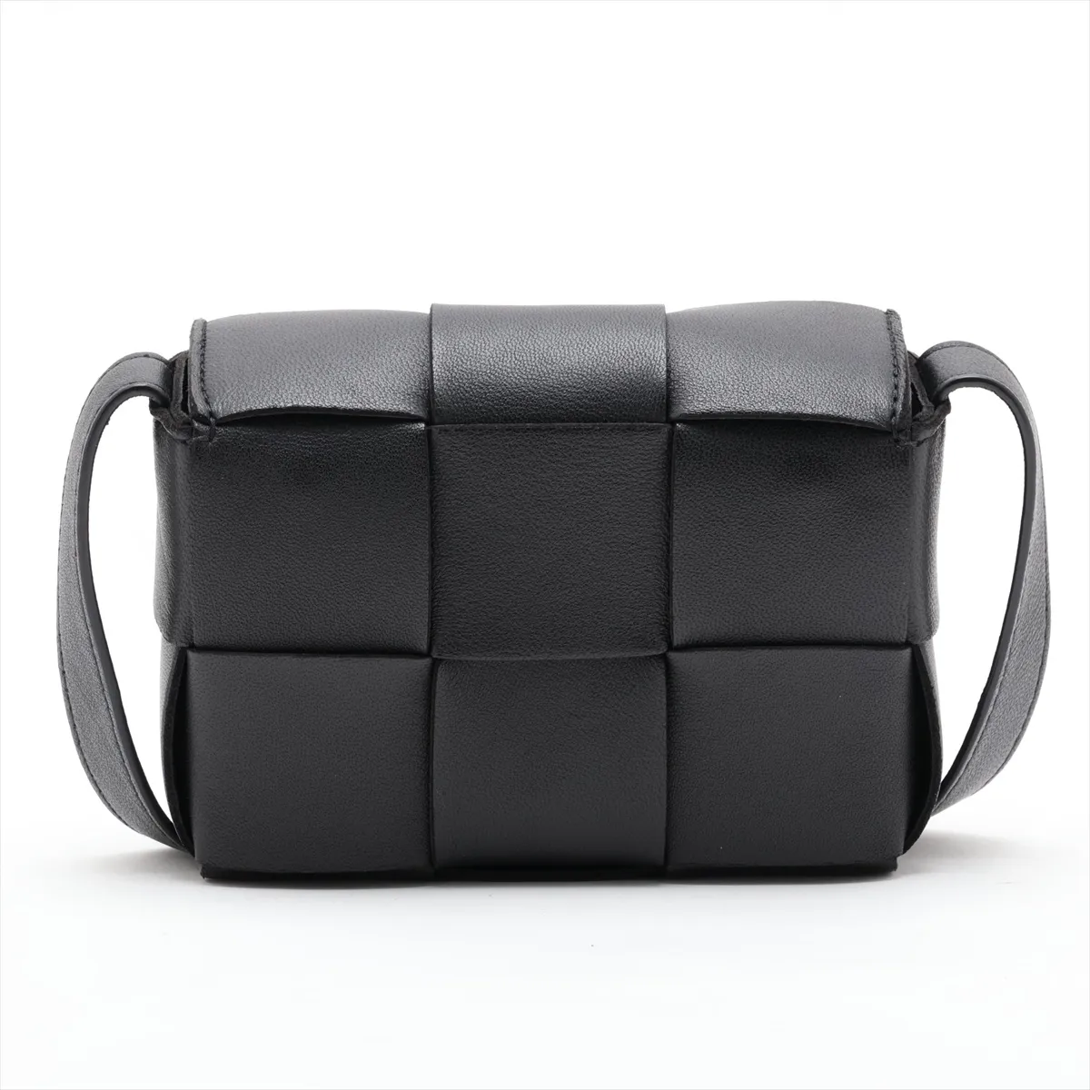Maxi Intrecciato Candy Cassette Leather Shoulder Bag, Black — view 2