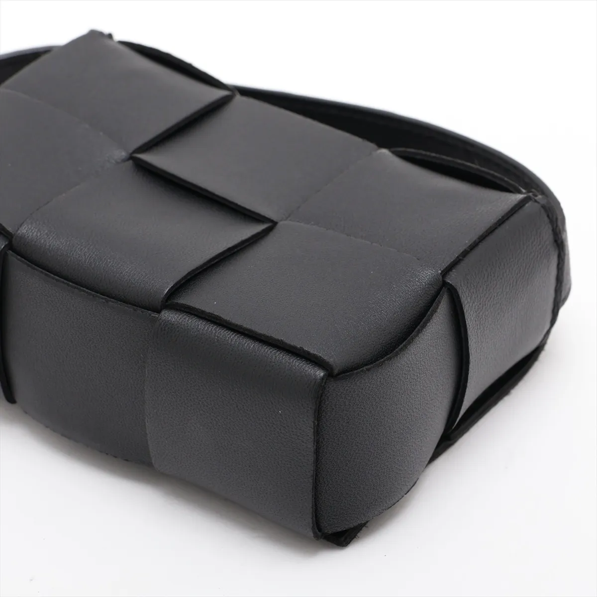 Maxi Intrecciato Candy Cassette Leather Shoulder Bag, Black — view 3