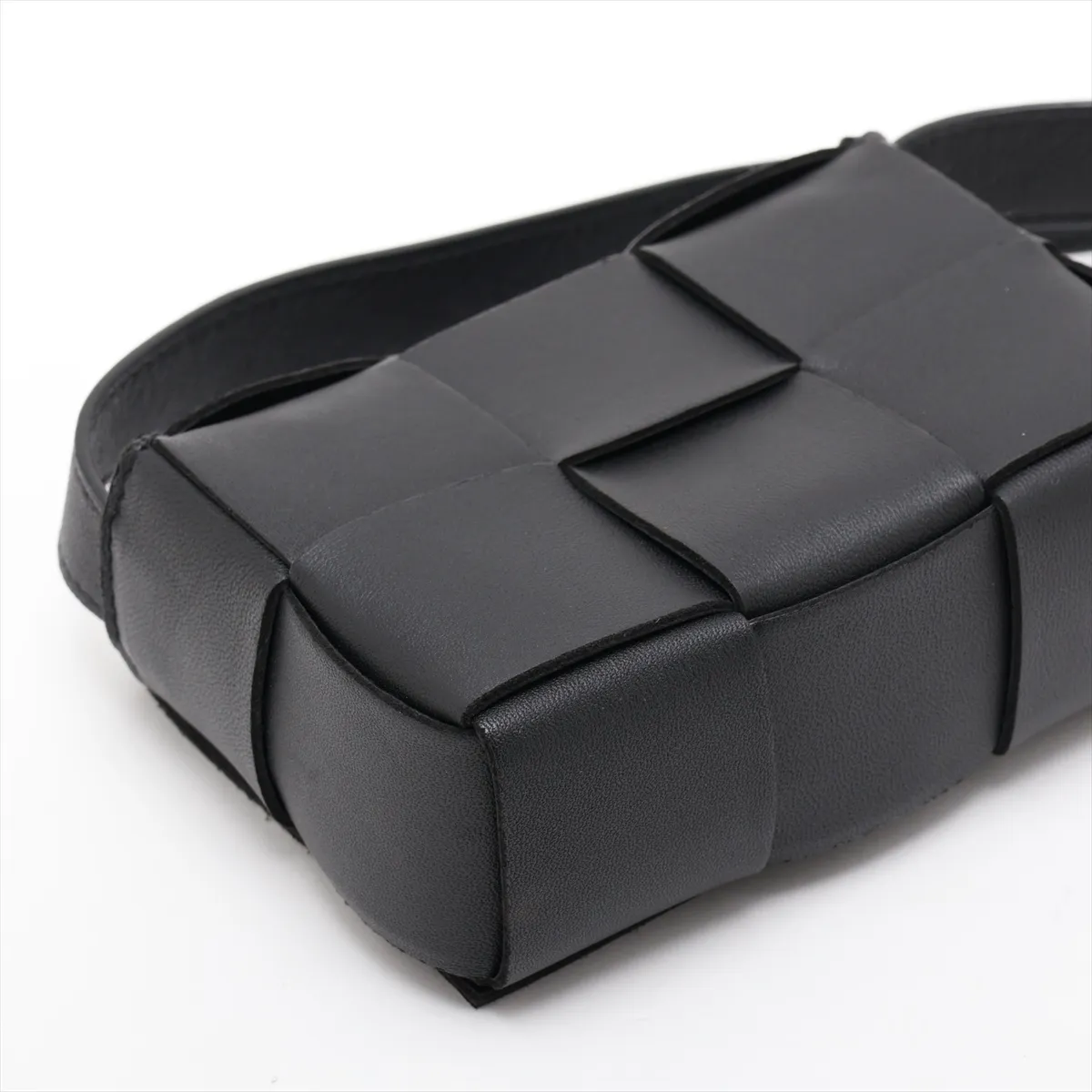 Maxi Intrecciato Candy Cassette Leather Shoulder Bag, Black — view 4
