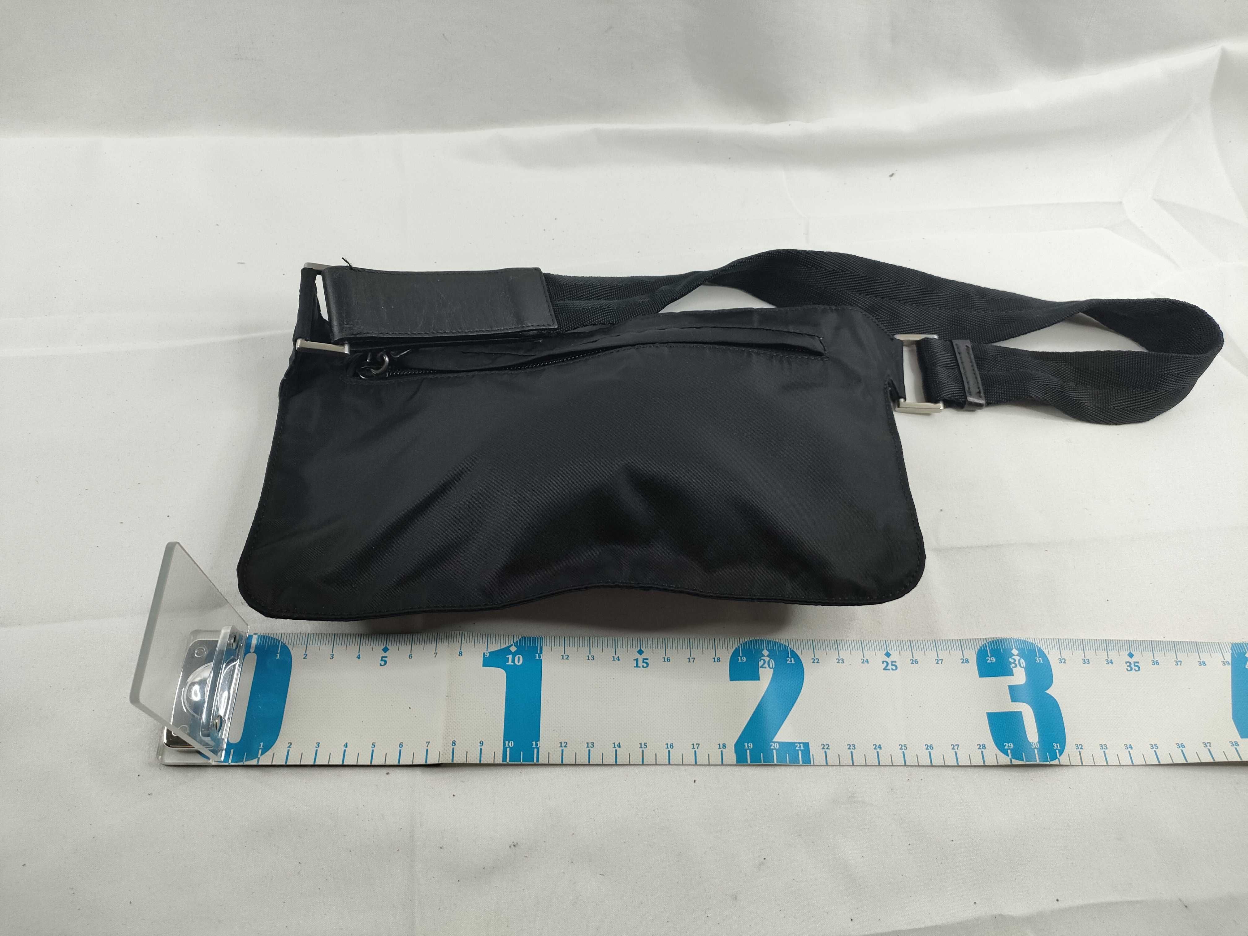 Nylon Body Bag Waist Bag with Triangle Logo, Black — view 2