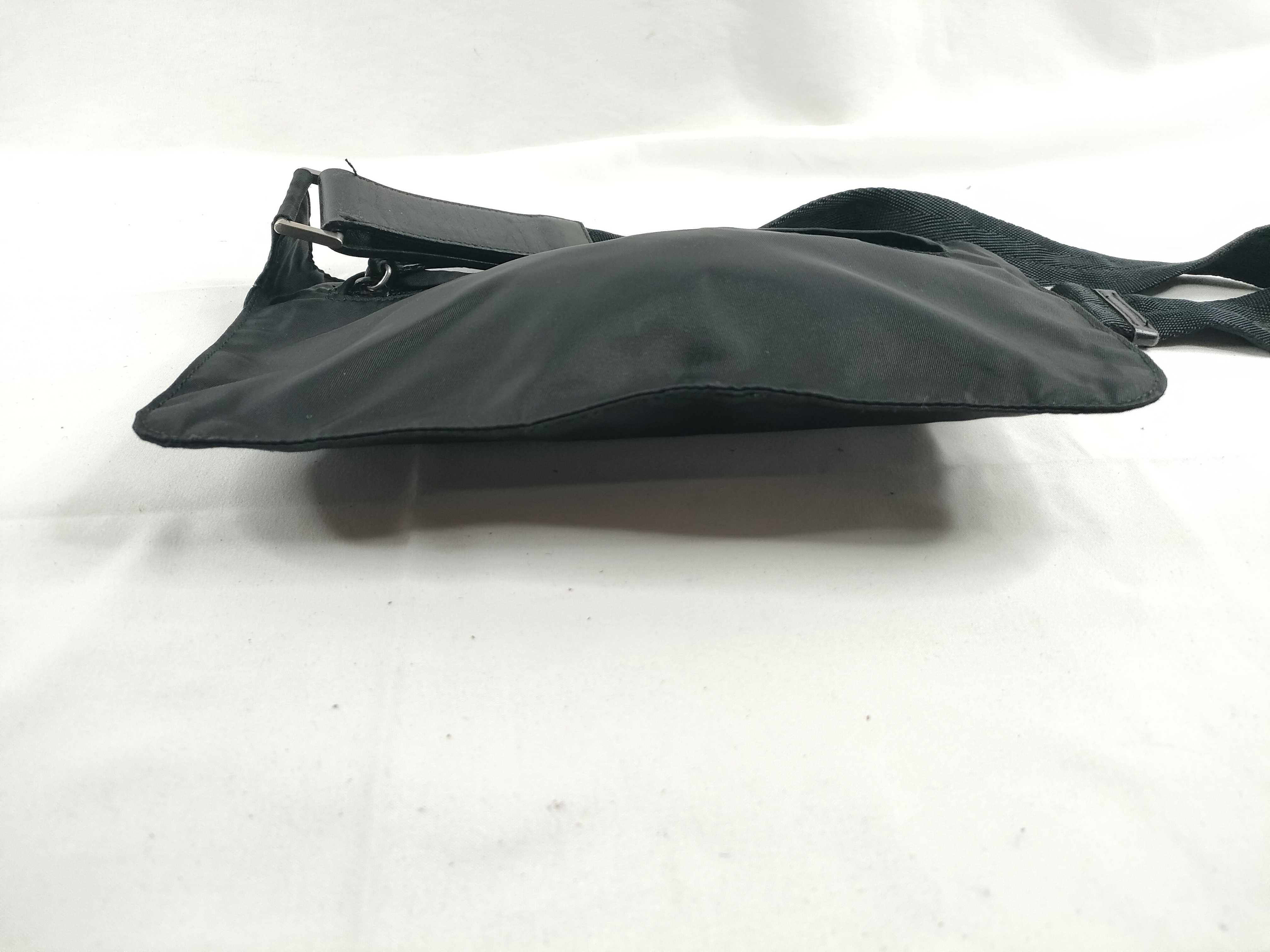 Nylon Body Bag Waist Bag with Triangle Logo, Black — view 4