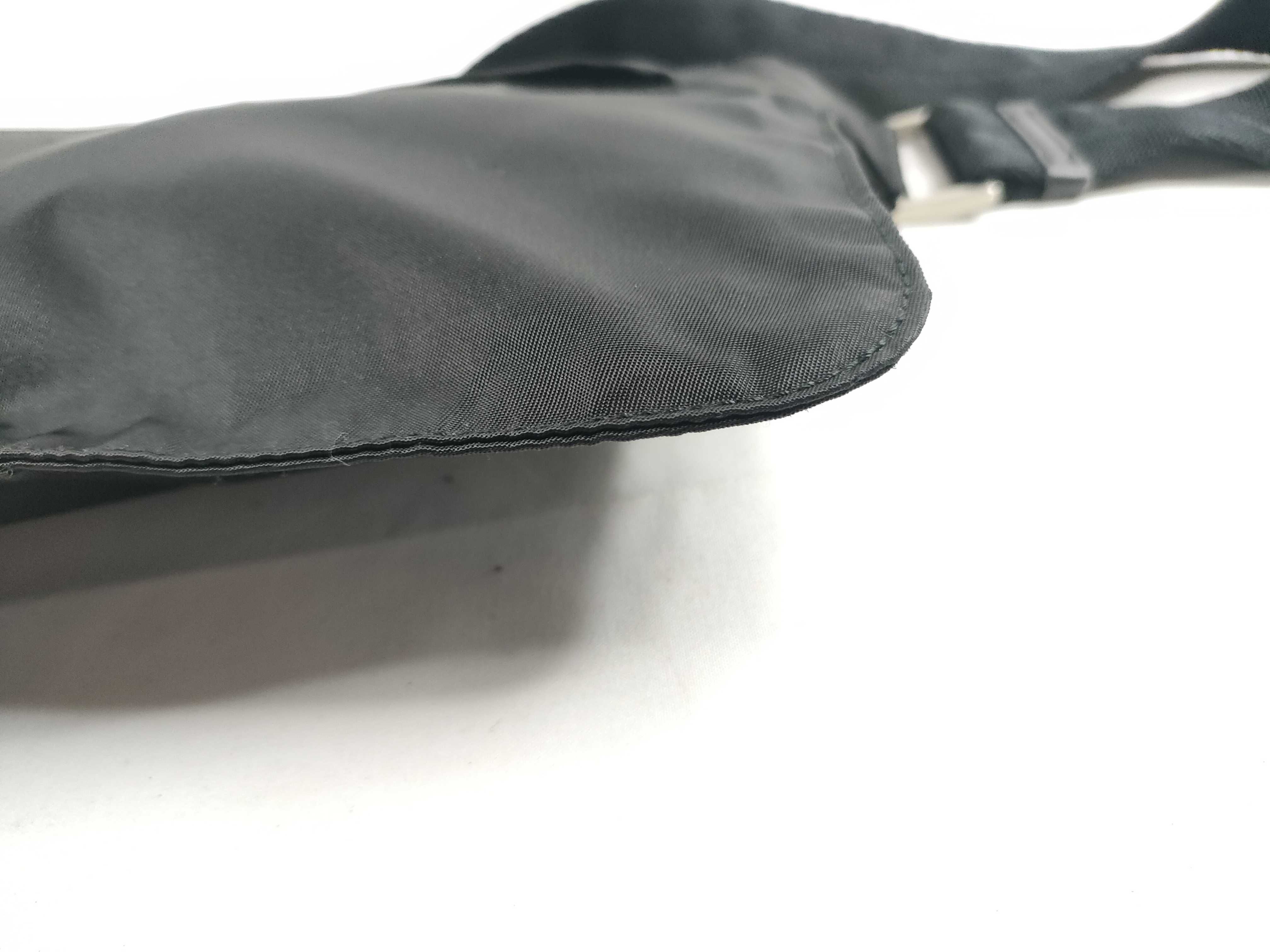 Nylon Body Bag Waist Bag with Triangle Logo, Black — view 5