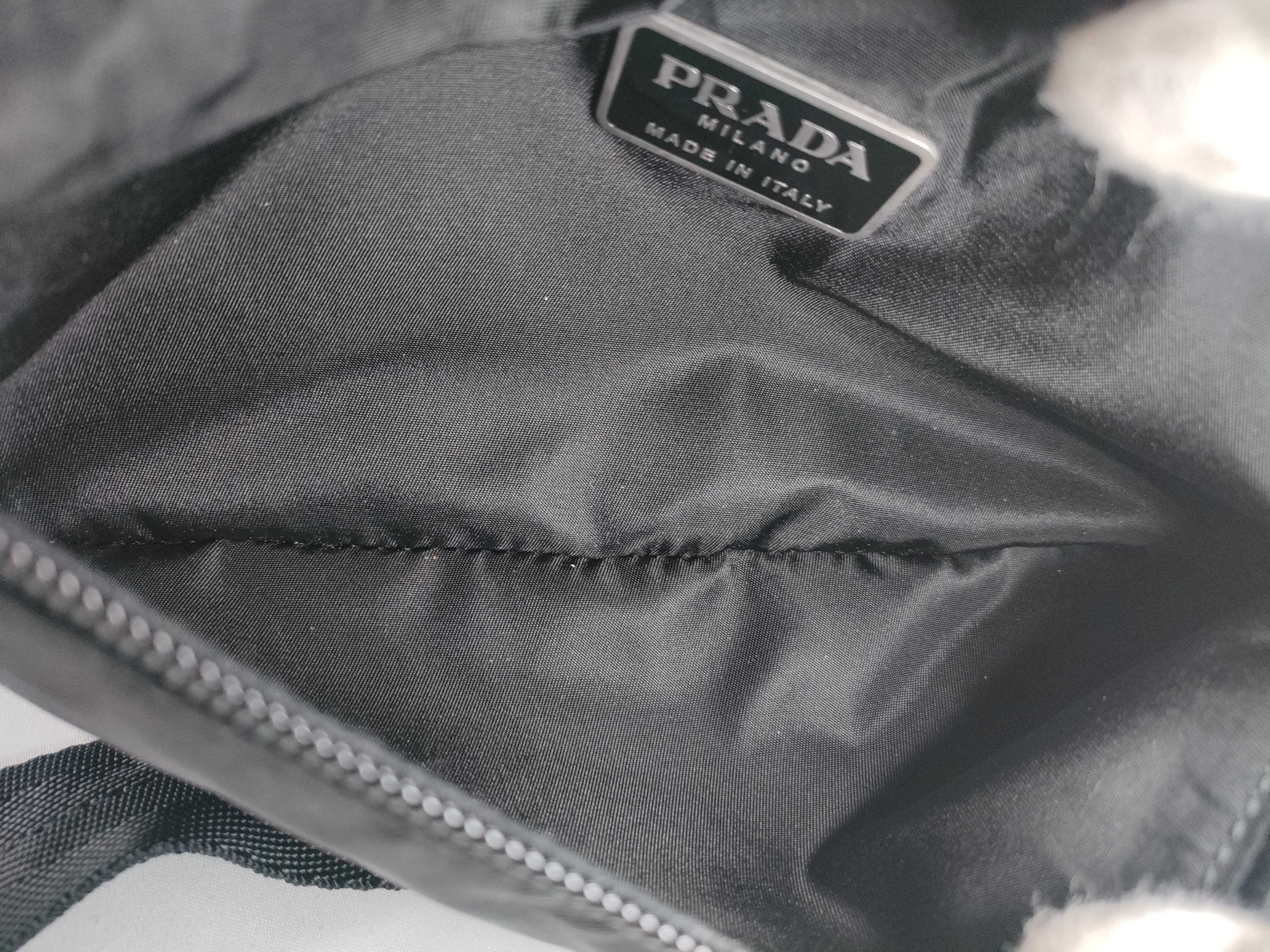 Nylon Body Bag Waist Bag with Triangle Logo, Black — view 9