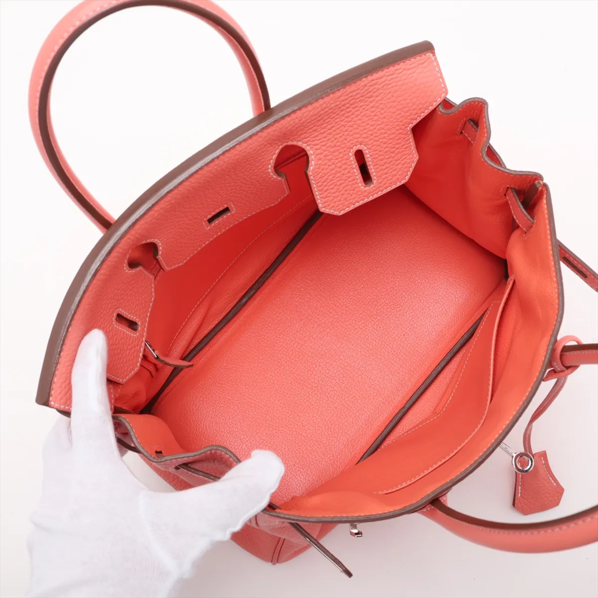 Birkin 30 Letournée Taurillon Clemence Crevette Silver Hardware Q: 2013 — view 7