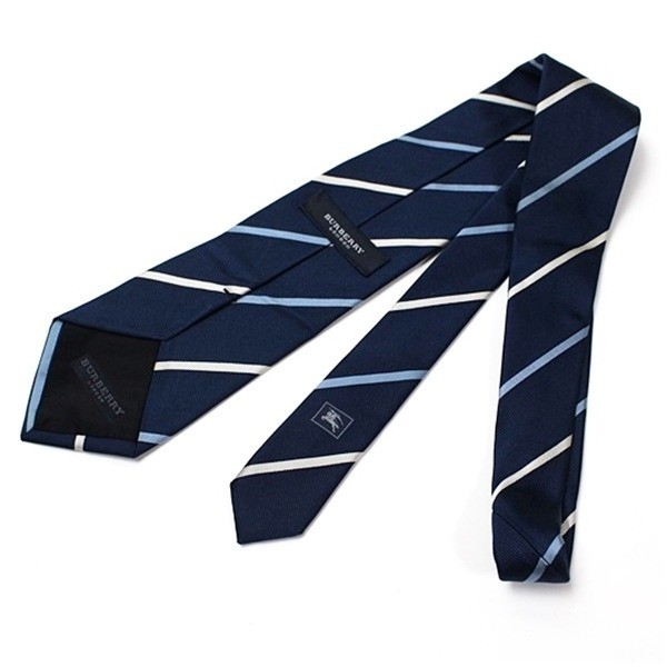 silk tie, navy stripe — view 2