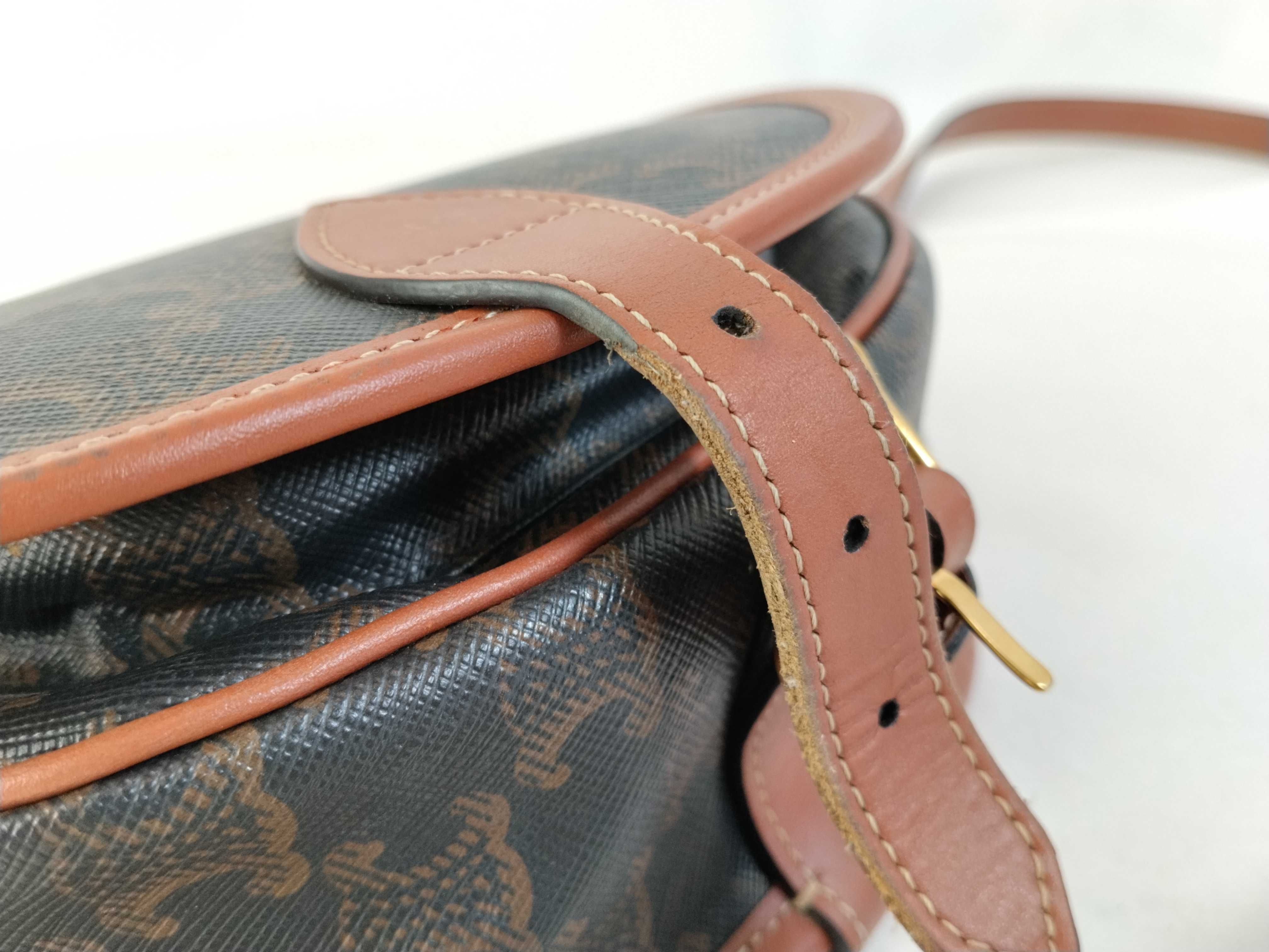 FOLCO Tan Triomphe Pattern Saddle Bag Shoulder Bag — view 14
