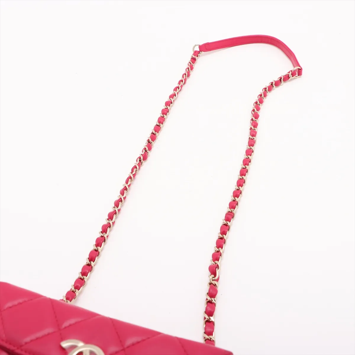 Matelasse Lambskin Chain Shoulder Bag Pink Gold Hardware KA82K56G Random Plate — view 5