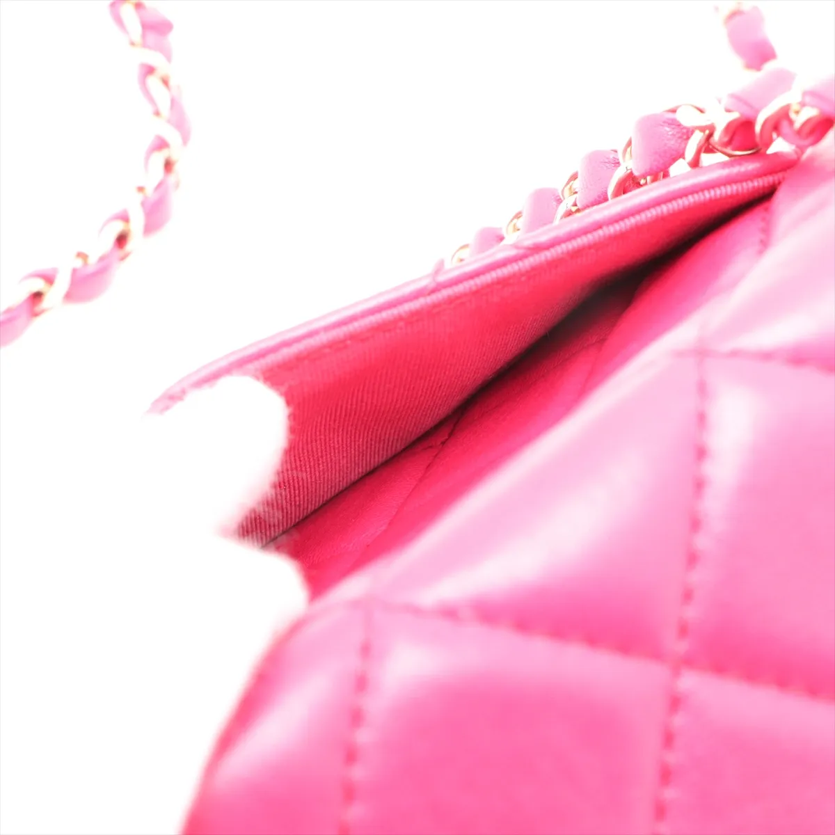 Matelasse Lambskin Chain Shoulder Bag Pink Gold Hardware KA82K56G Random Plate — view 8