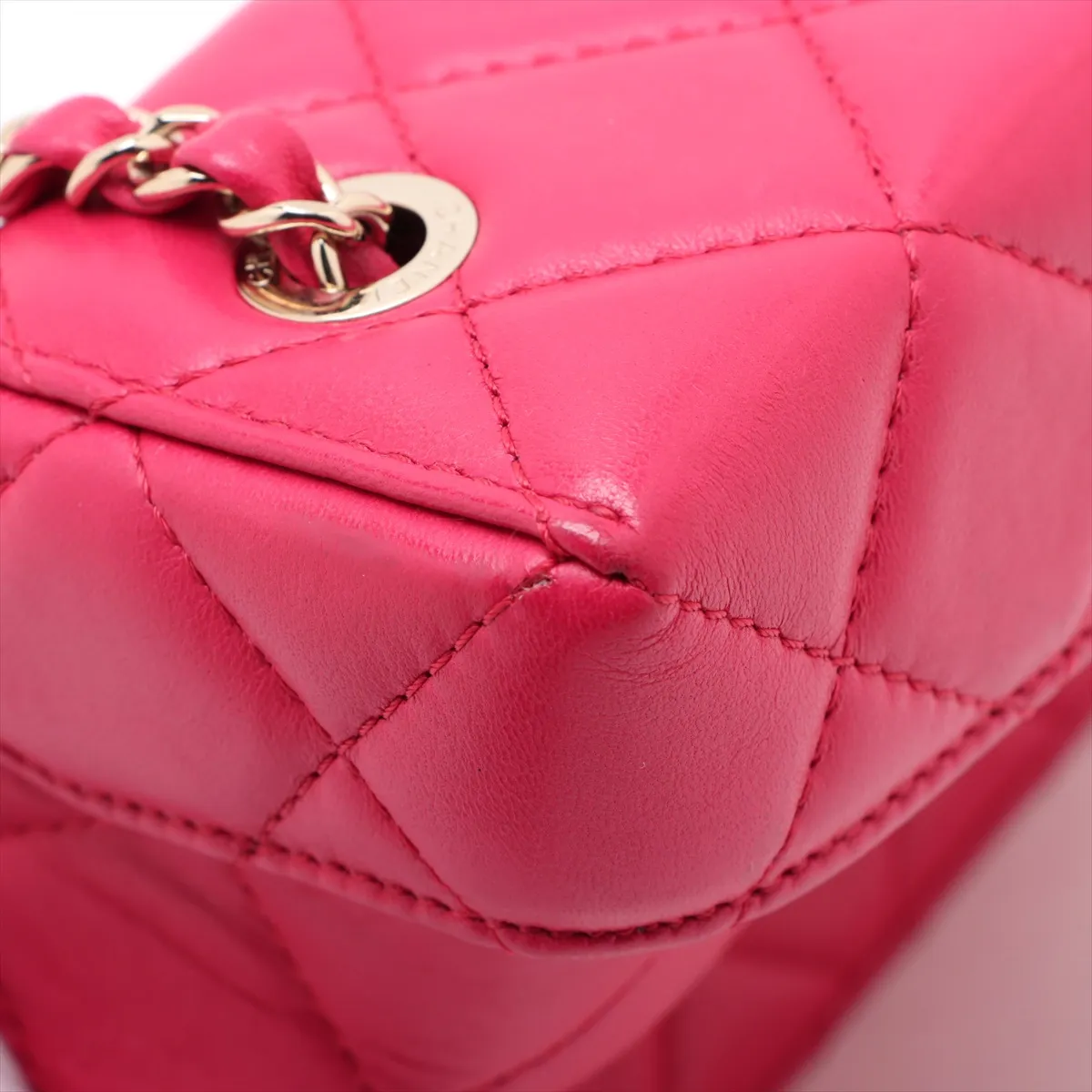 Matelasse Lambskin Chain Shoulder Bag Pink Gold Hardware KA82K56G Random Plate — view 10