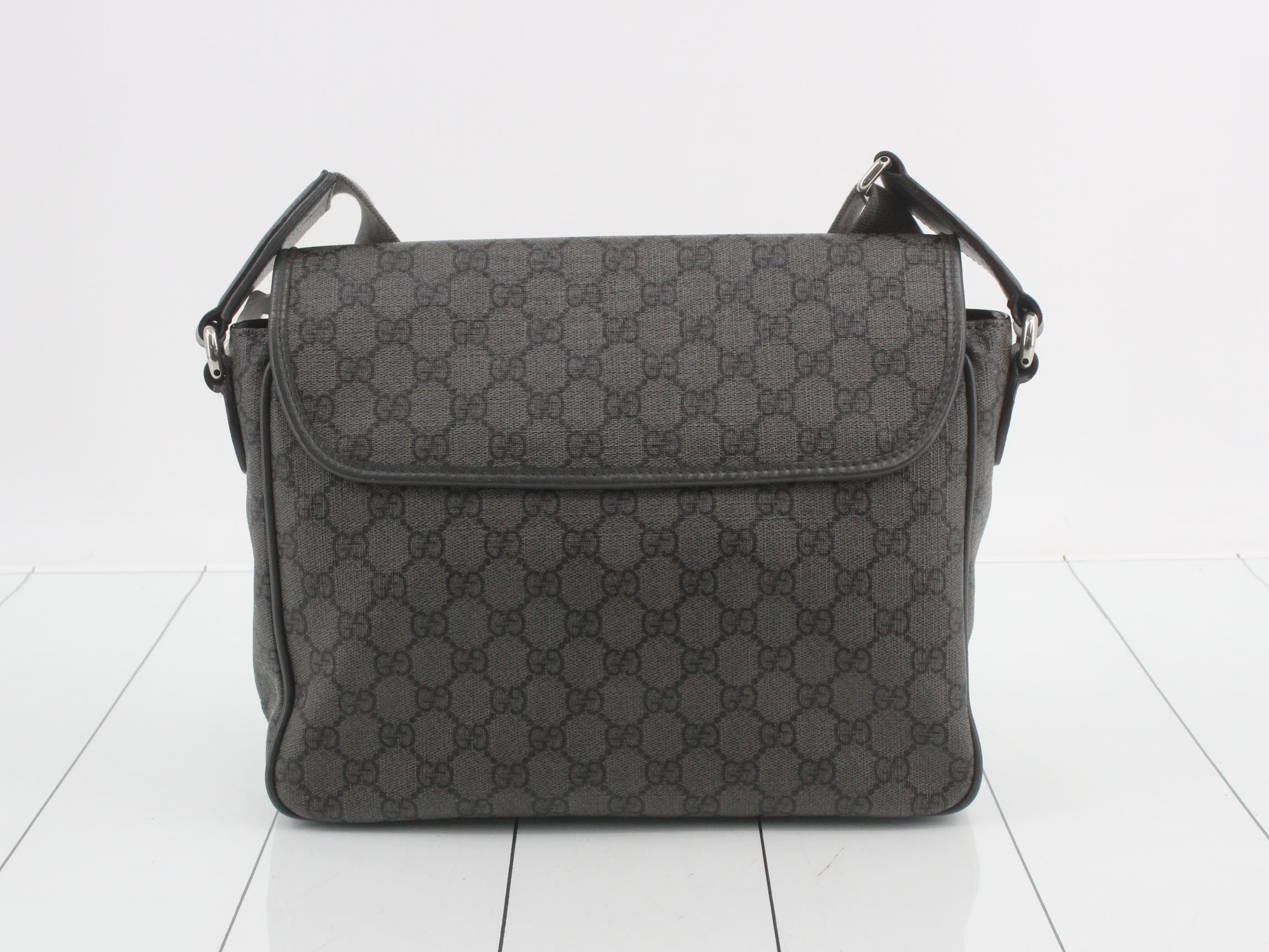 GG Supreme Shoulder Bag, PVC/Leather, Gray — view 2