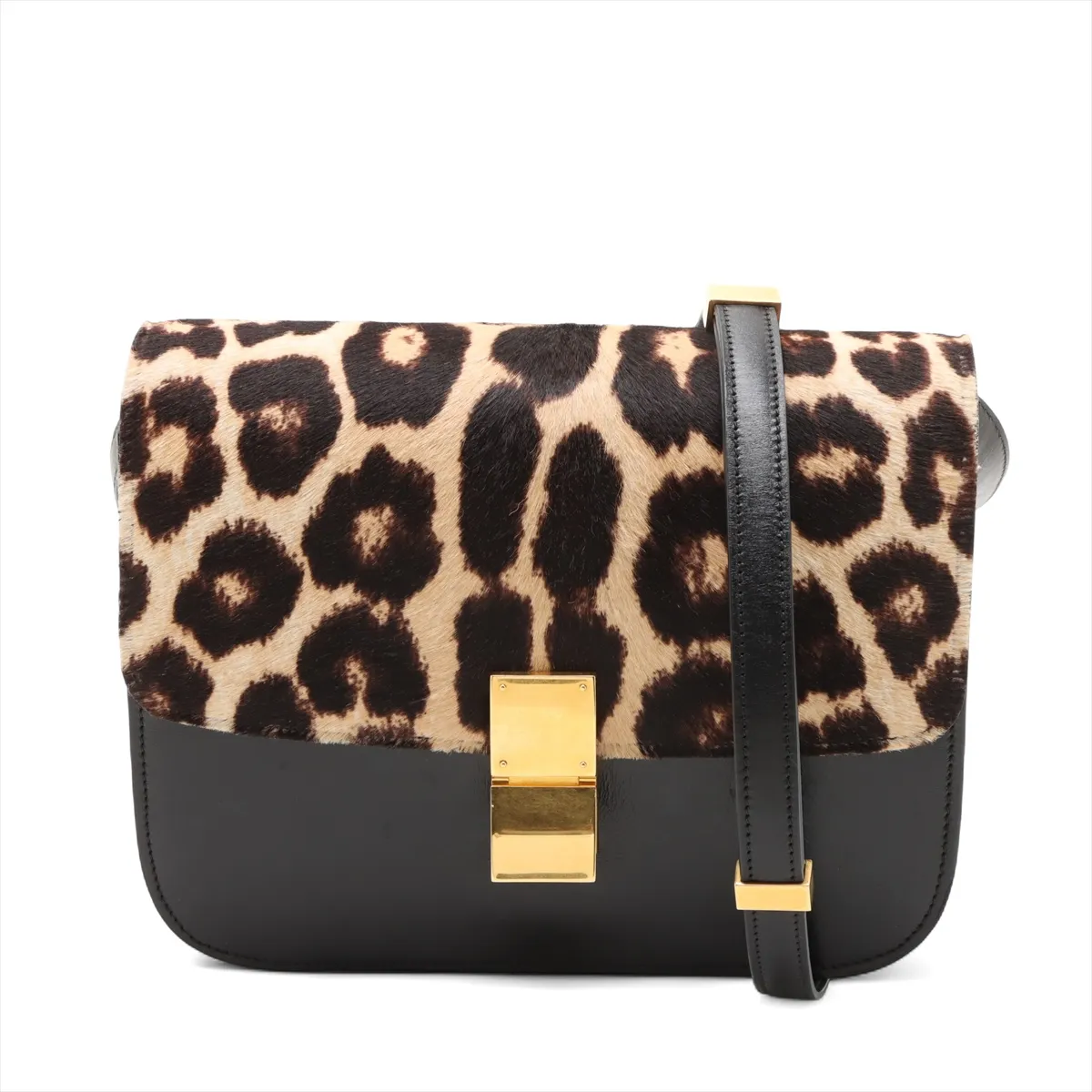 Classic Box Haraco x Leather Shoulder Bag Brown x Black