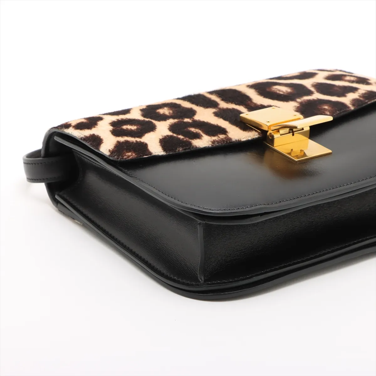 Classic Box Haraco x Leather Shoulder Bag Brown x Black — view 4