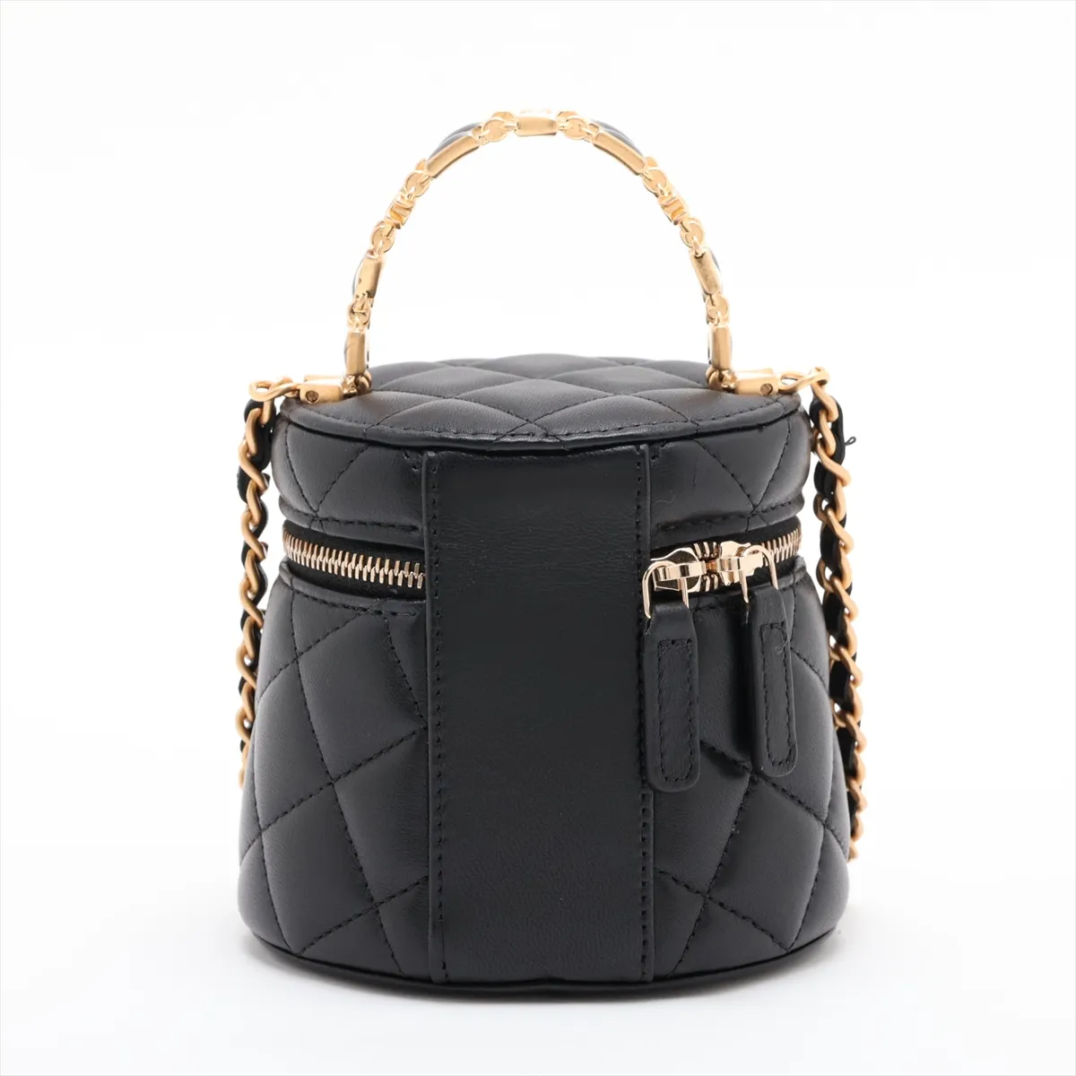 Matelassé Lambskin Chain Shoulder Bag Vanity Case Black Gold Hardware LE463XC3 Random Serial Number — view 2