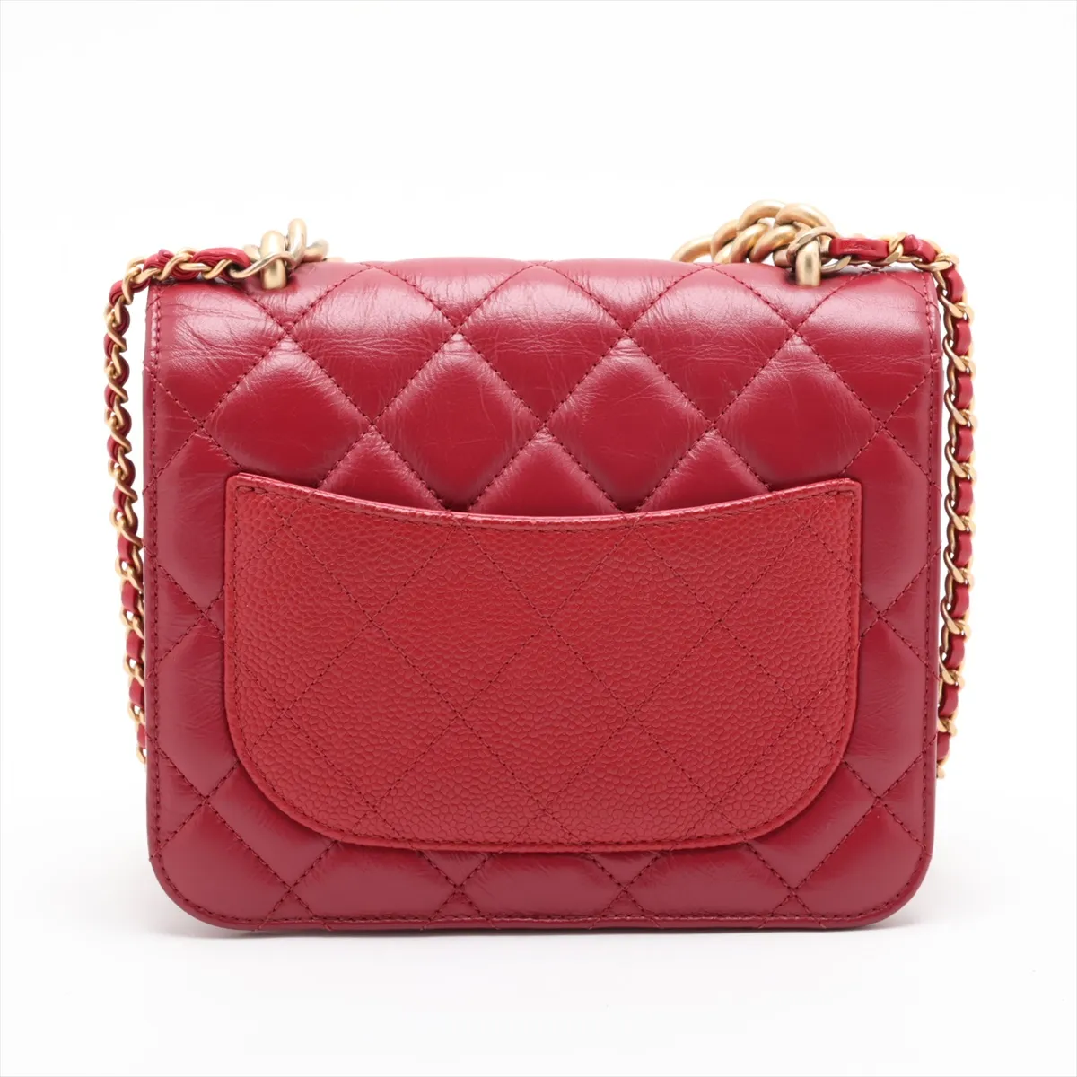 Matelassé Vintage Calfskin x Caviar Skin 2-Way Handbag, Red with Gold Hardware, 28257330, Serial Number 28 — view 2