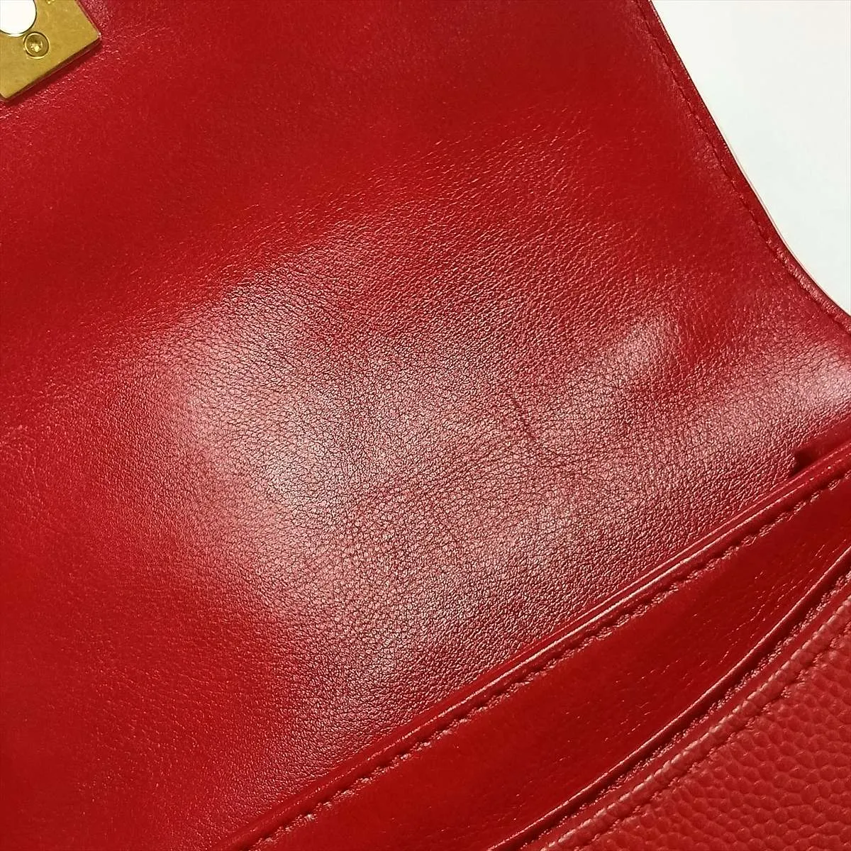 Matelassé Vintage Calfskin x Caviar Skin 2-Way Handbag, Red with Gold Hardware, 28257330, Serial Number 28 — view 12