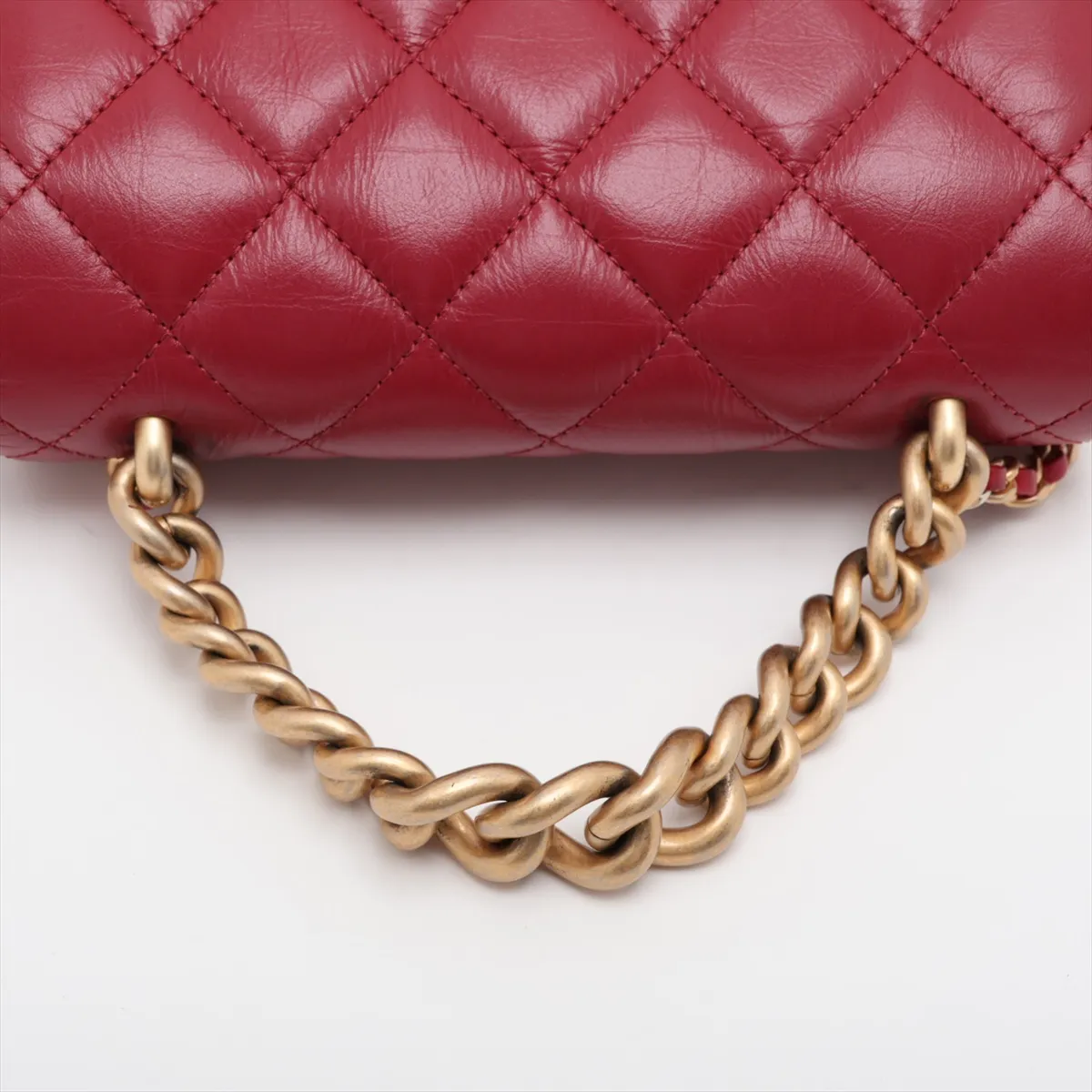 Matelassé Vintage Calfskin x Caviar Skin 2-Way Handbag, Red with Gold Hardware, 28257330, Serial Number 28 — view 5