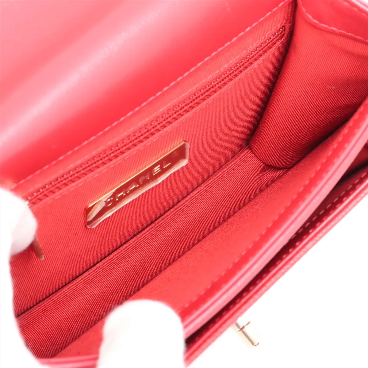 Matelassé Vintage Calfskin x Caviar Skin 2-Way Handbag, Red with Gold Hardware, 28257330, Serial Number 28 — view 8