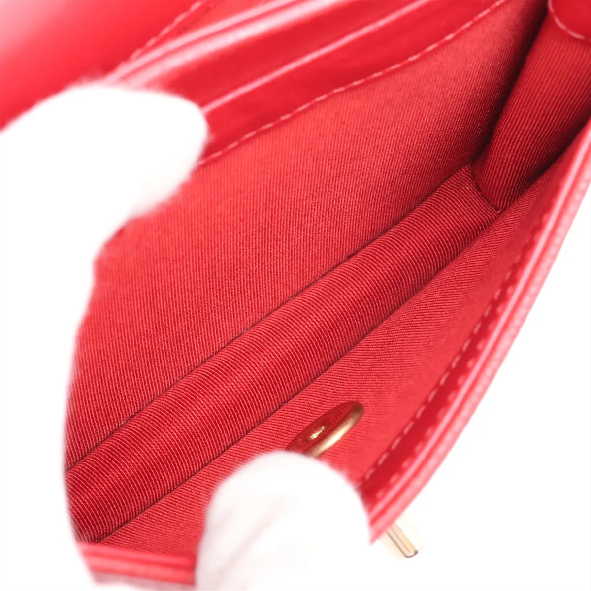 Matelassé Vintage Calfskin x Caviar Skin 2-Way Handbag, Red with Gold Hardware, 28257330, Serial Number 28 — view 9
