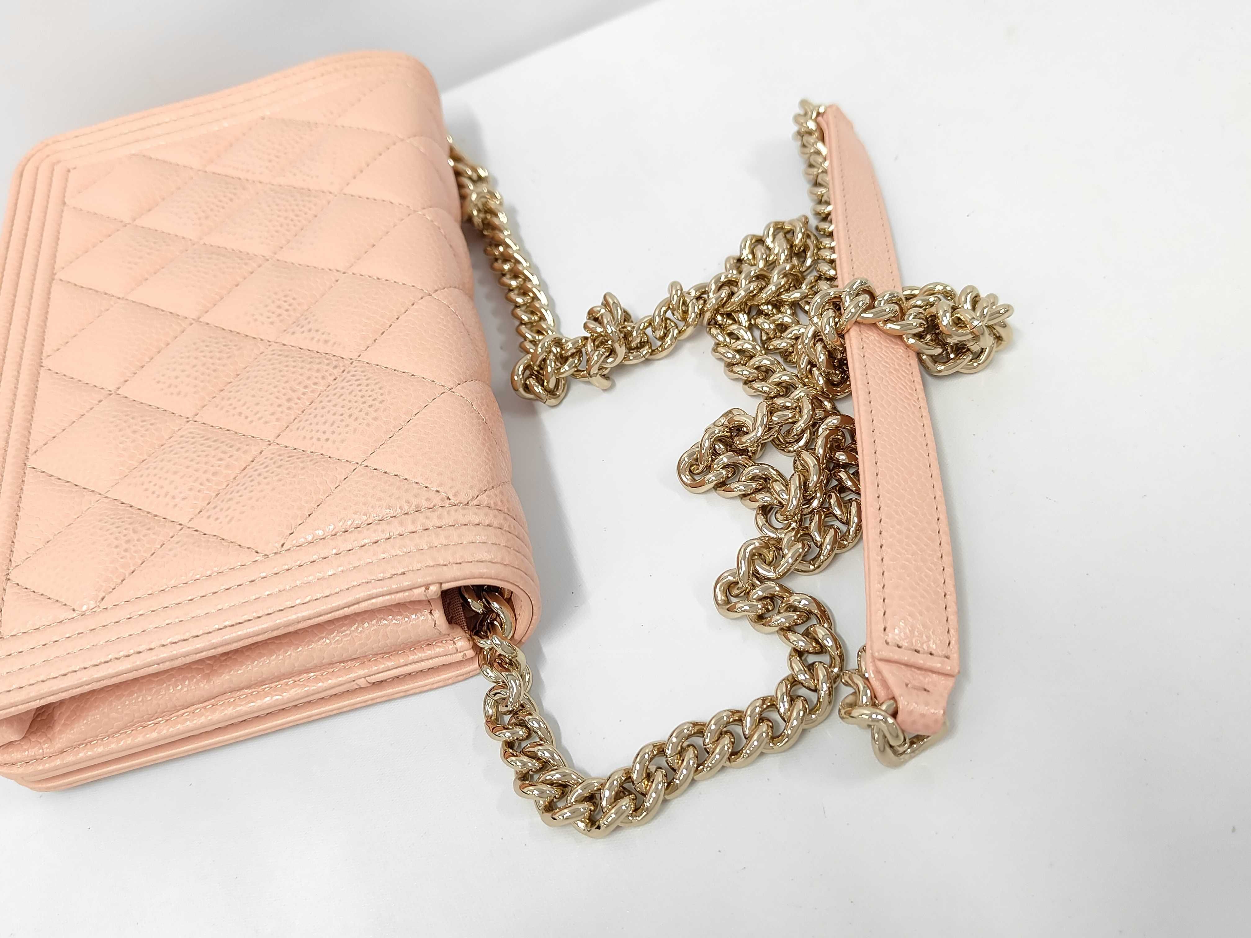 Boy Chanel Chain Wallet, Pink Caviar Leather, Gold Hardware, 29745275 Shoulder Bag — view 5