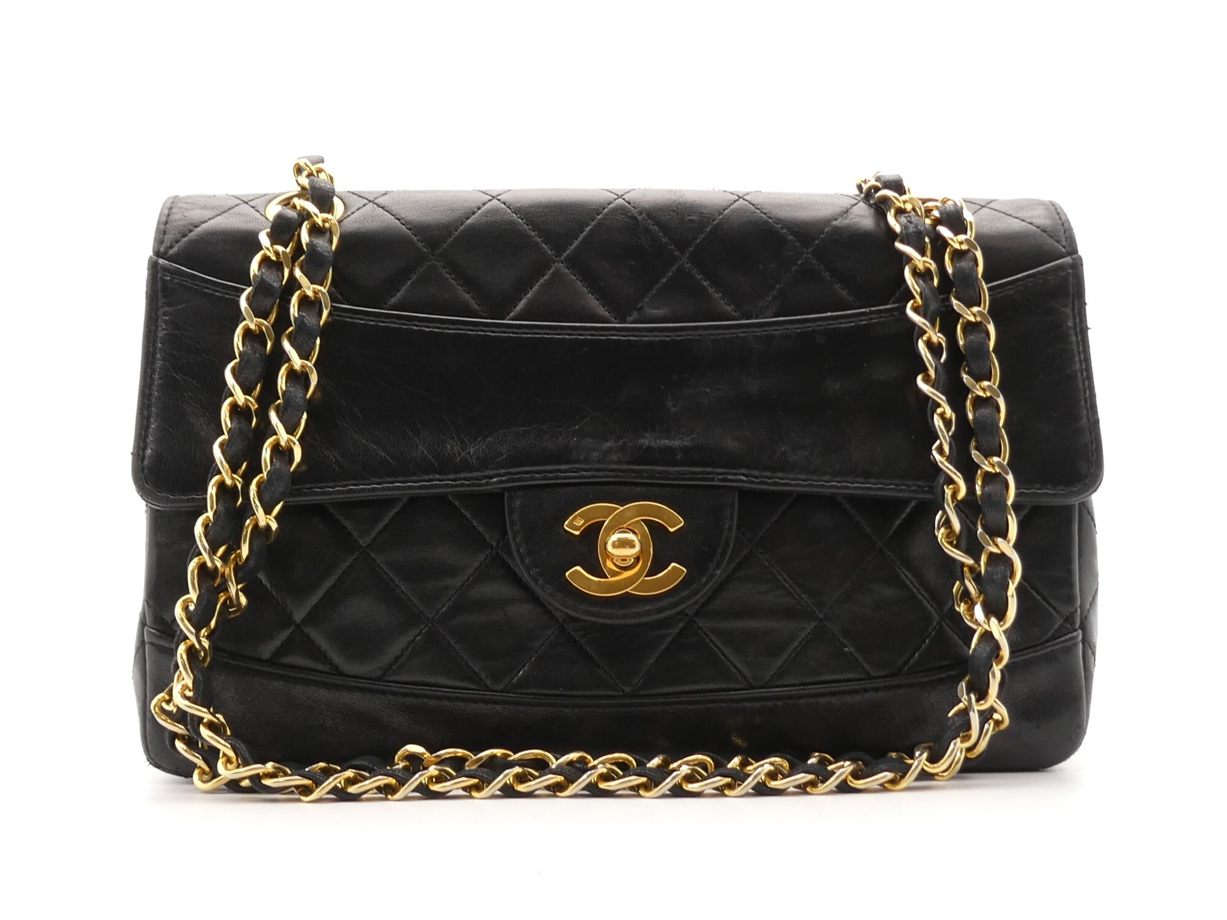 Matelassé Coco Mark Turnlock Double Chain Shoulder Bag