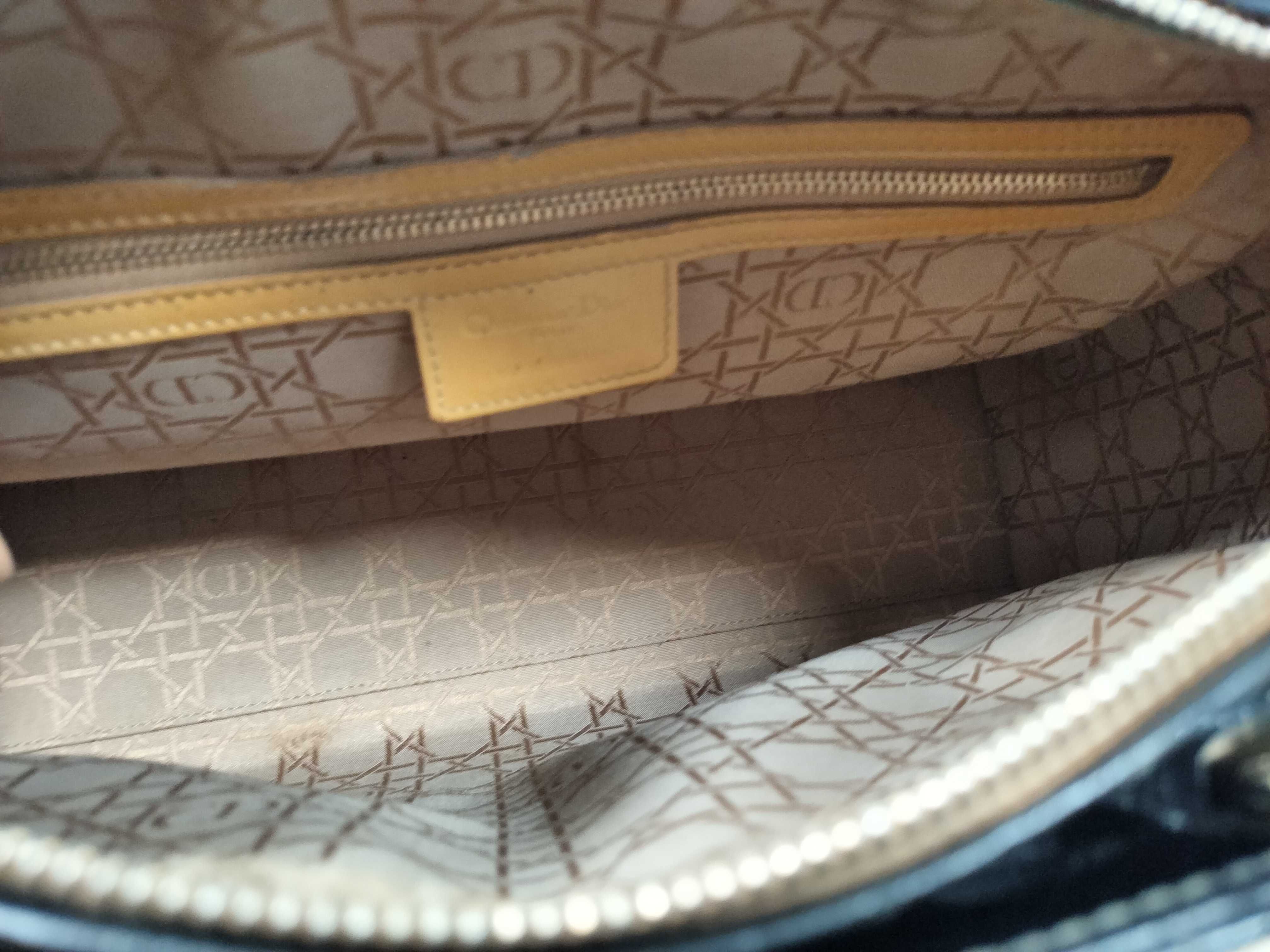 Lady Dior Christian Lady Cannage Large Patent Leather 2-Way Handbag Black Handbag — view 11