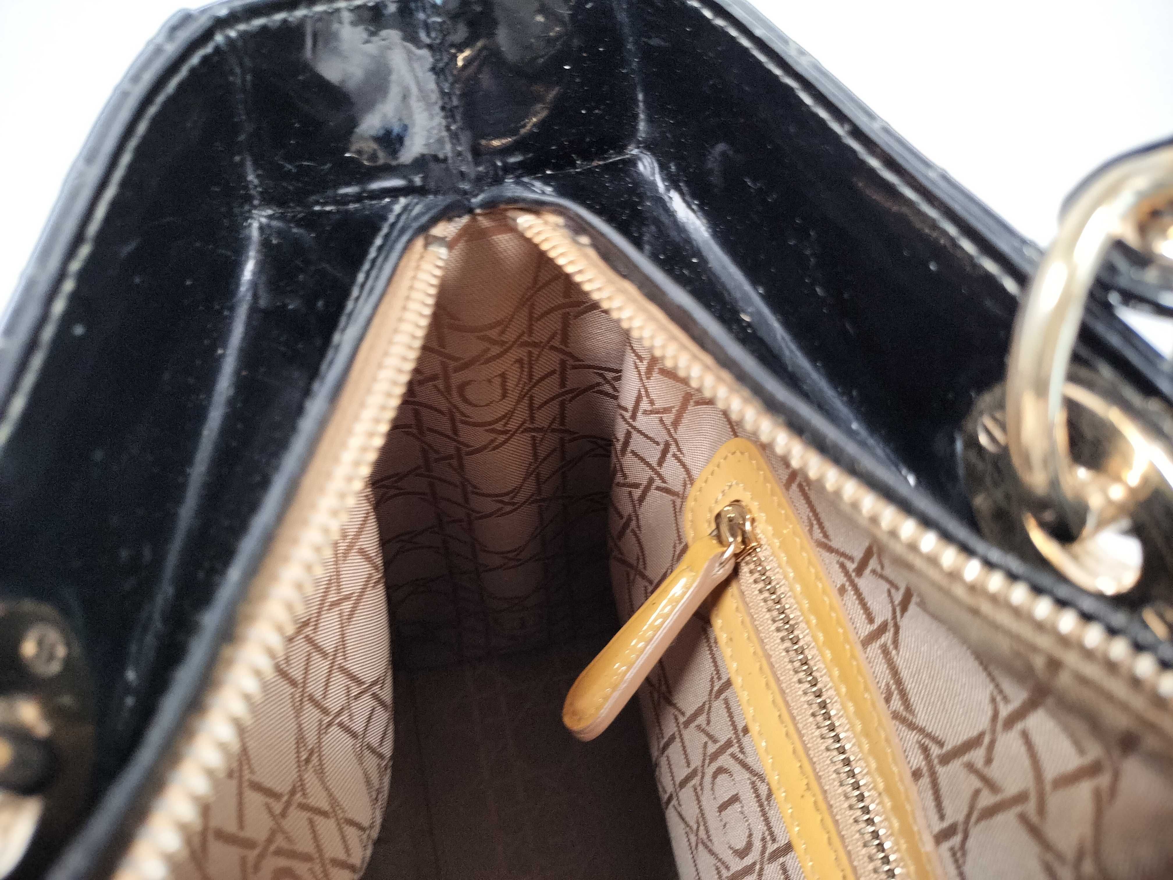 Lady Dior Christian Lady Cannage Large Patent Leather 2-Way Handbag Black Handbag — view 10