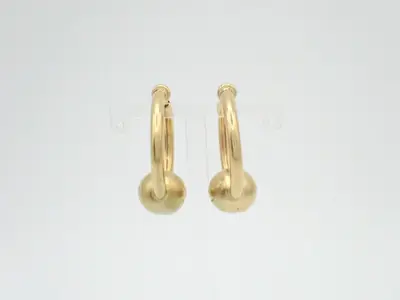 Earrings, 94A, Coco Mark, Ball, Loop, 3.2cm diameter, Gold