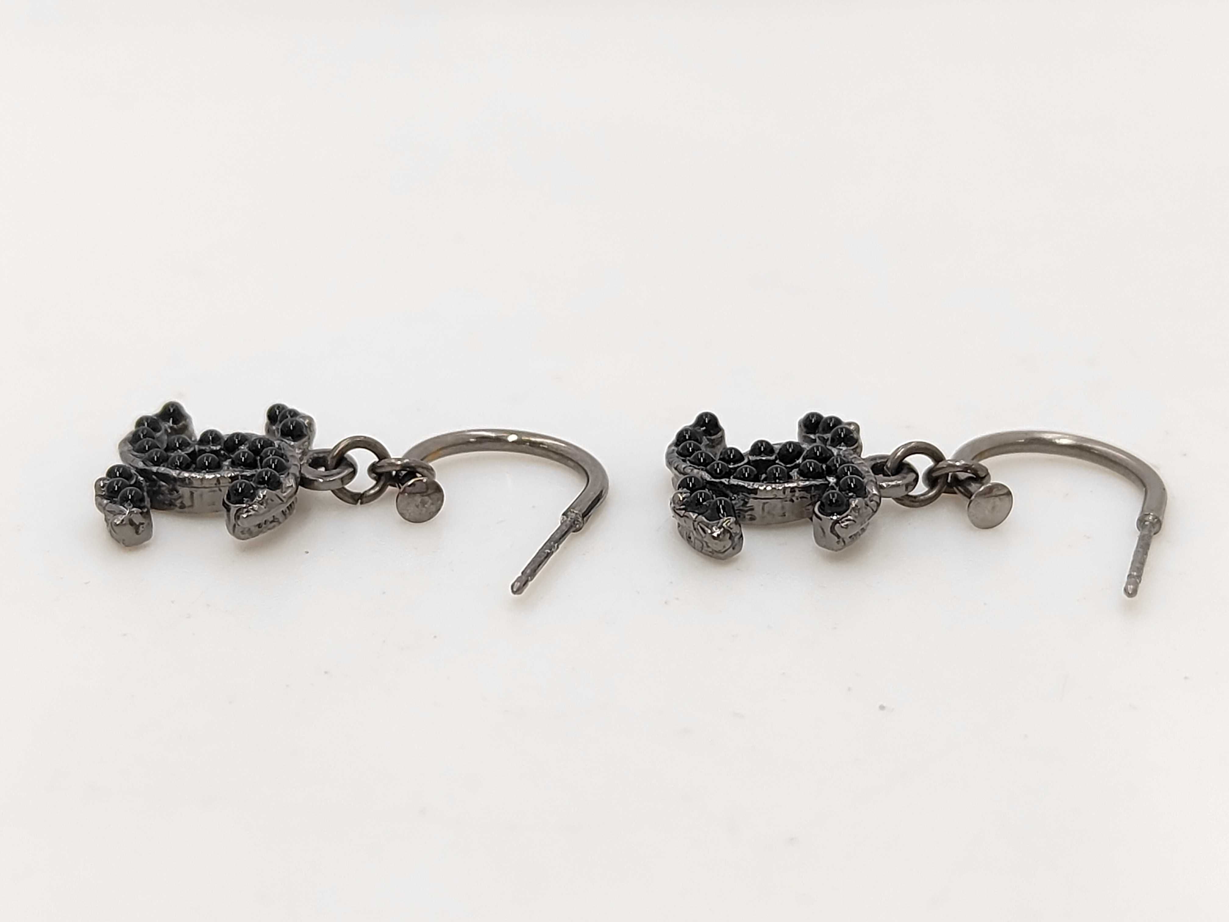 Earrings with Silver Hardware and Black CC Logo (A11A) — view 4