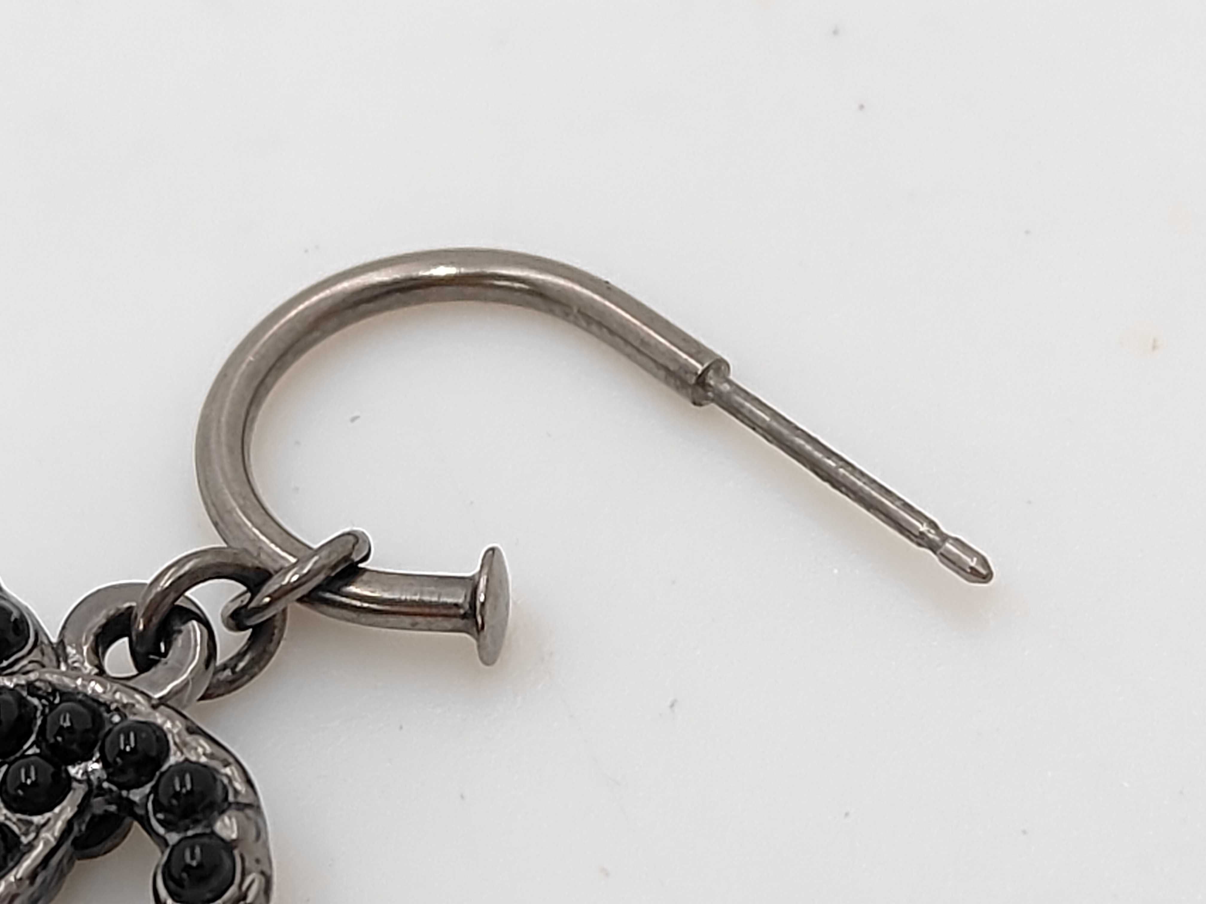 Earrings with Silver Hardware and Black CC Logo (A11A) — view 5