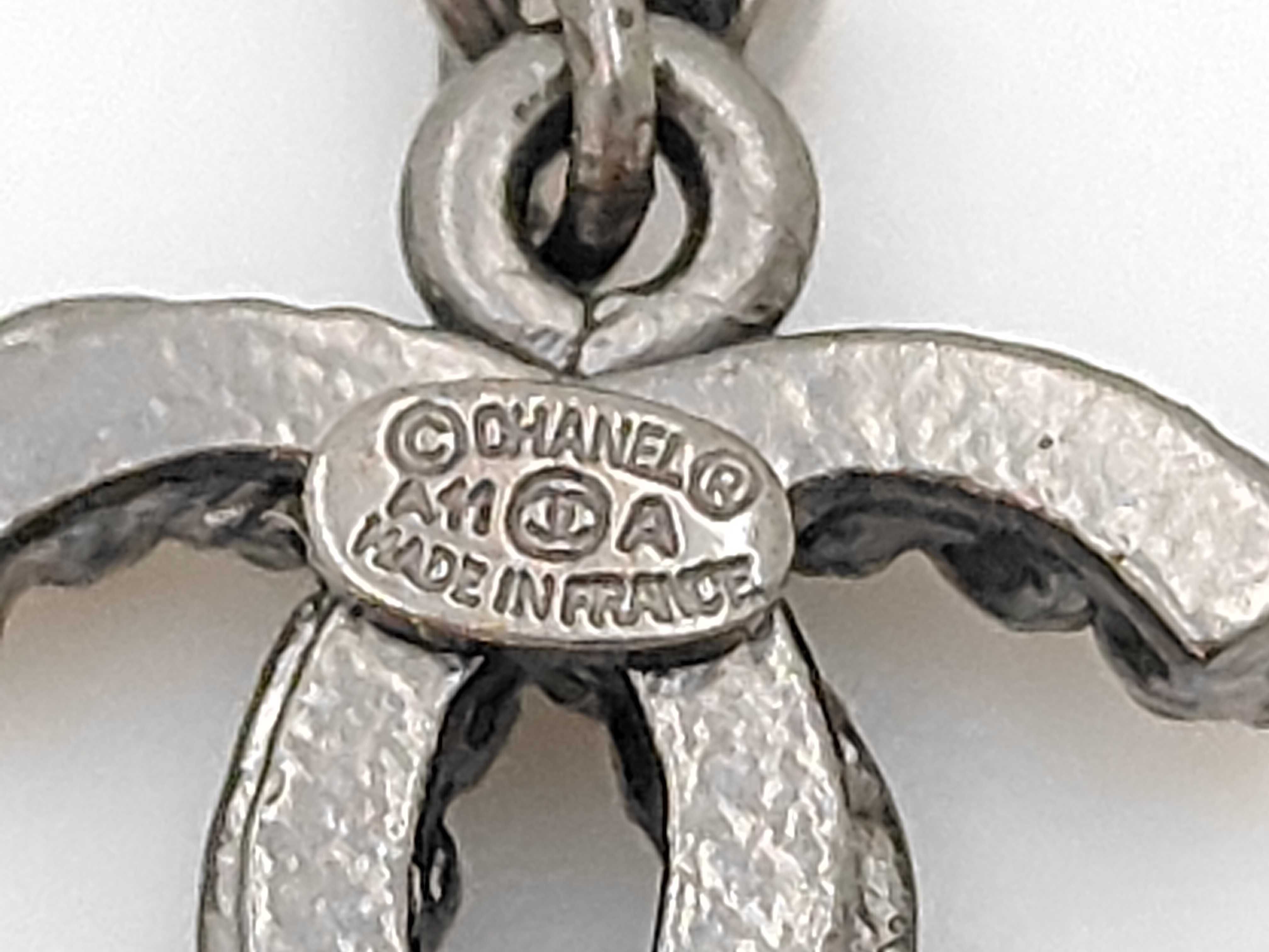 Earrings with Silver Hardware and Black CC Logo (A11A) — view 6