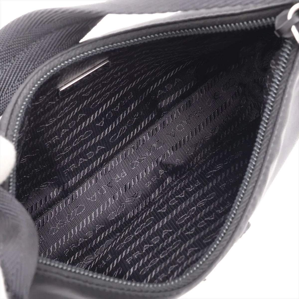 Tessuto Nylon x Leather Shoulder Bag, Black — view 6