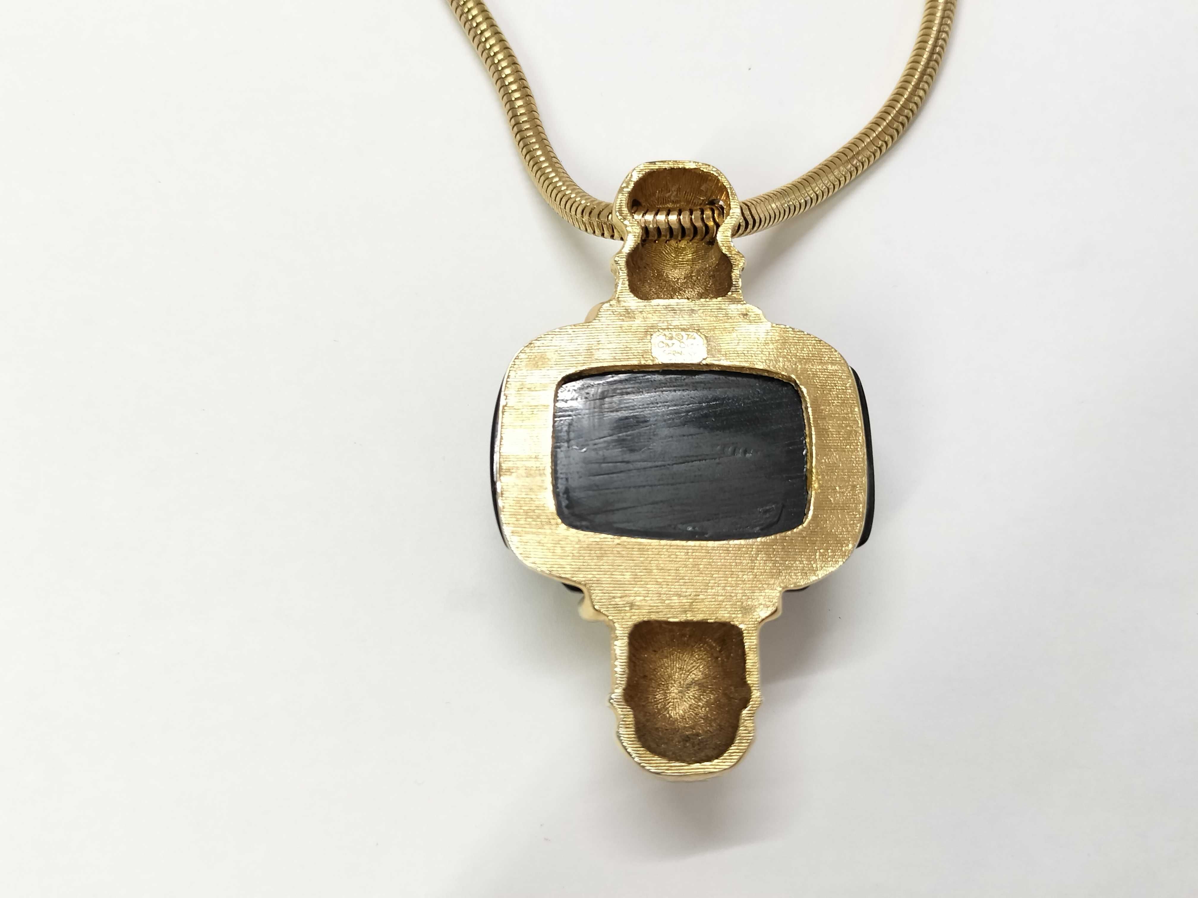 Vintage Long Necklace, Gold and Black Necklace — view 2