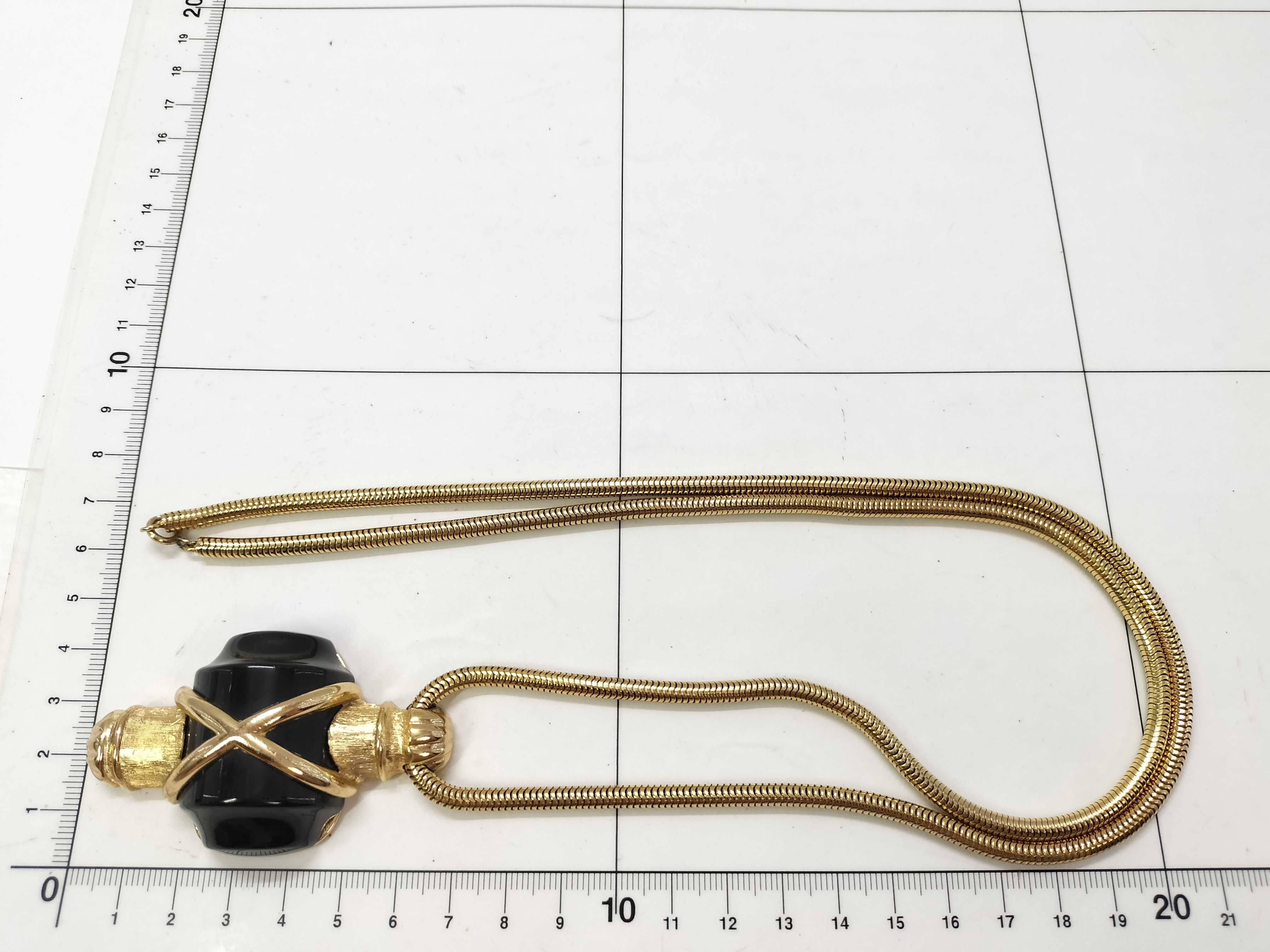 Vintage Long Necklace, Gold and Black Necklace — view 5