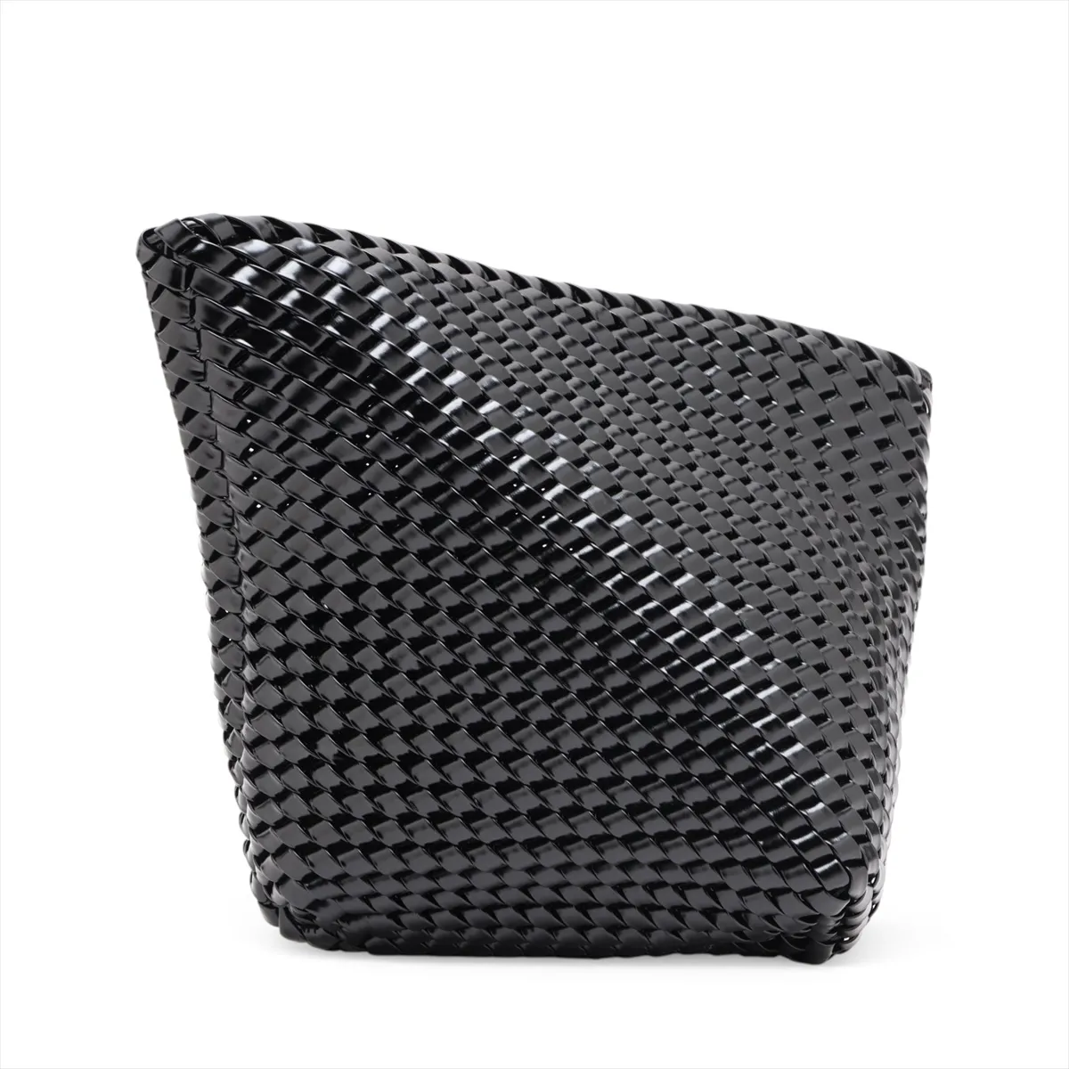 Intrecciato Leather Clutch Bag, Black — view 2