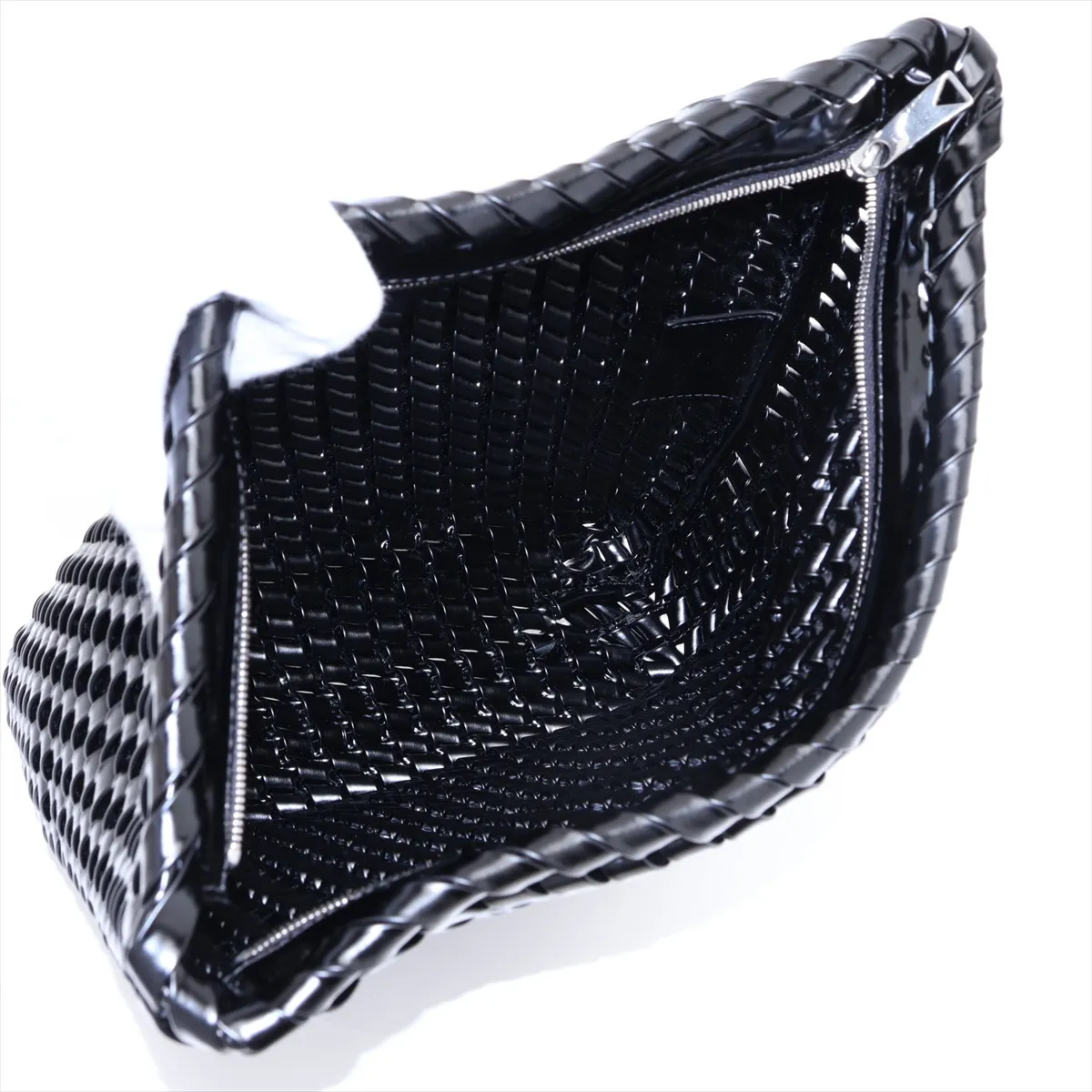 Intrecciato Leather Clutch Bag, Black — view 5