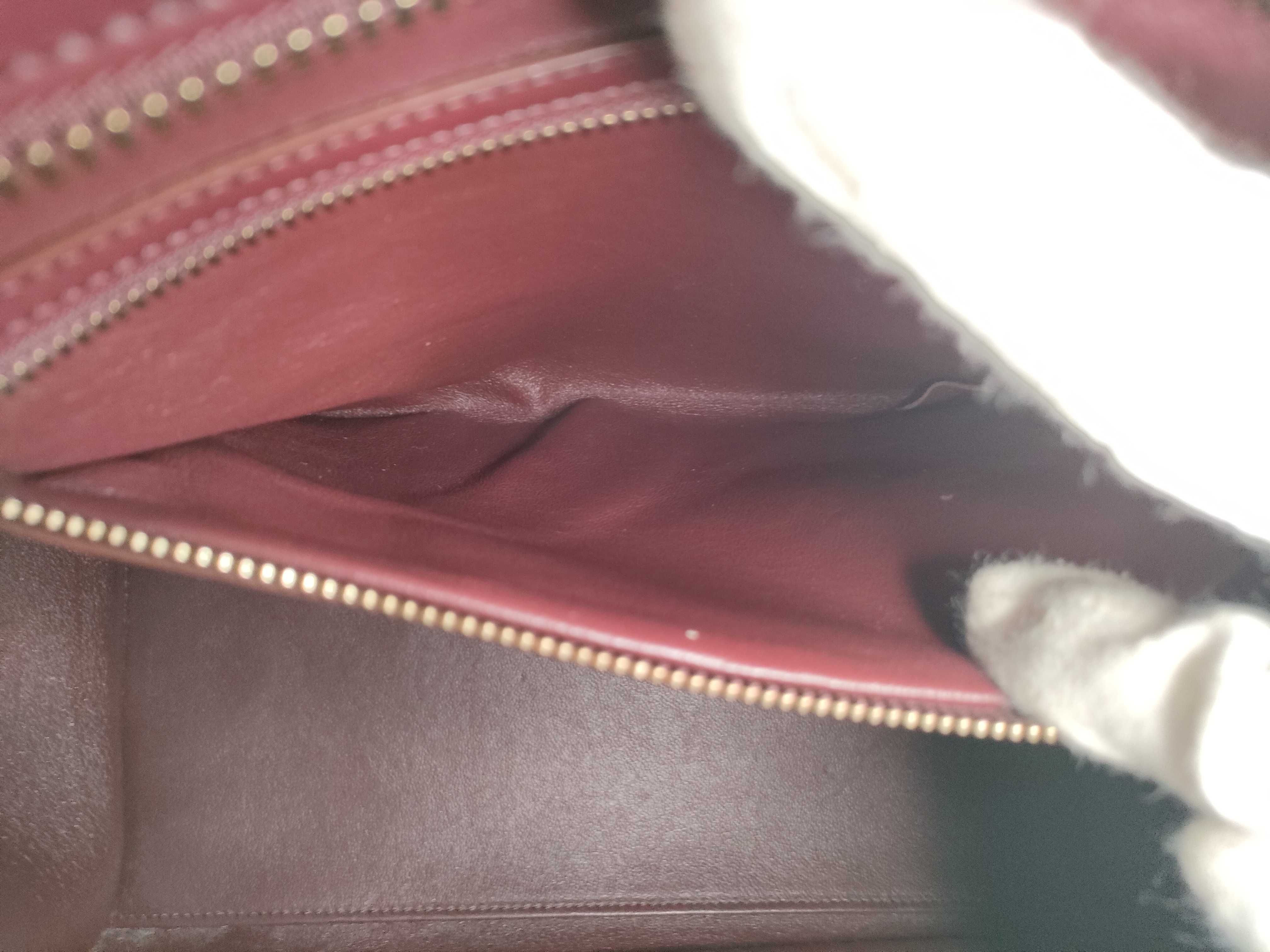 FR- Luggage Medium Shopper Leather Handbag Bordeaux x Orange Tote Bag — view 12
