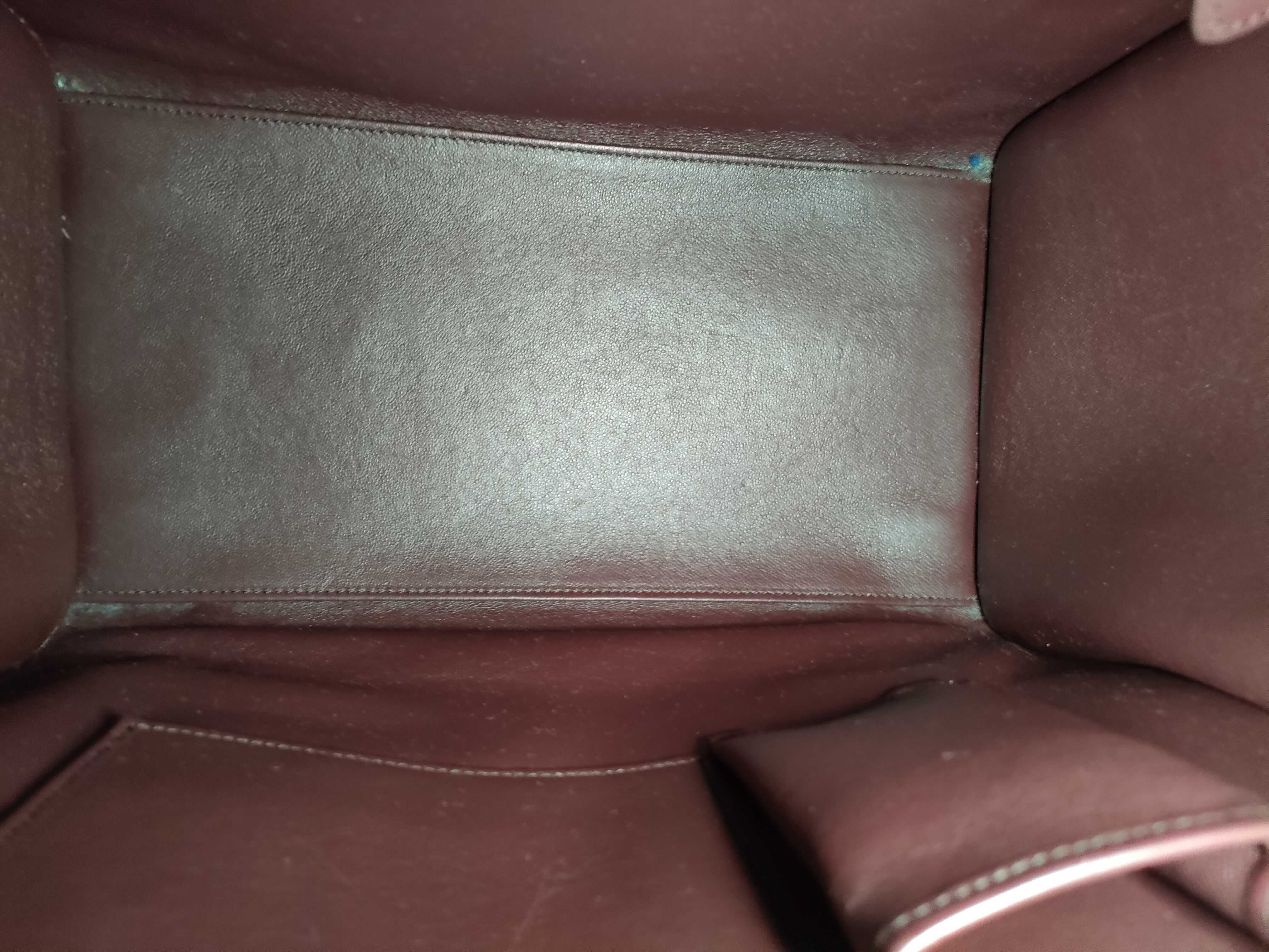 FR- Luggage Medium Shopper Leather Handbag Bordeaux x Orange Tote Bag — view 10