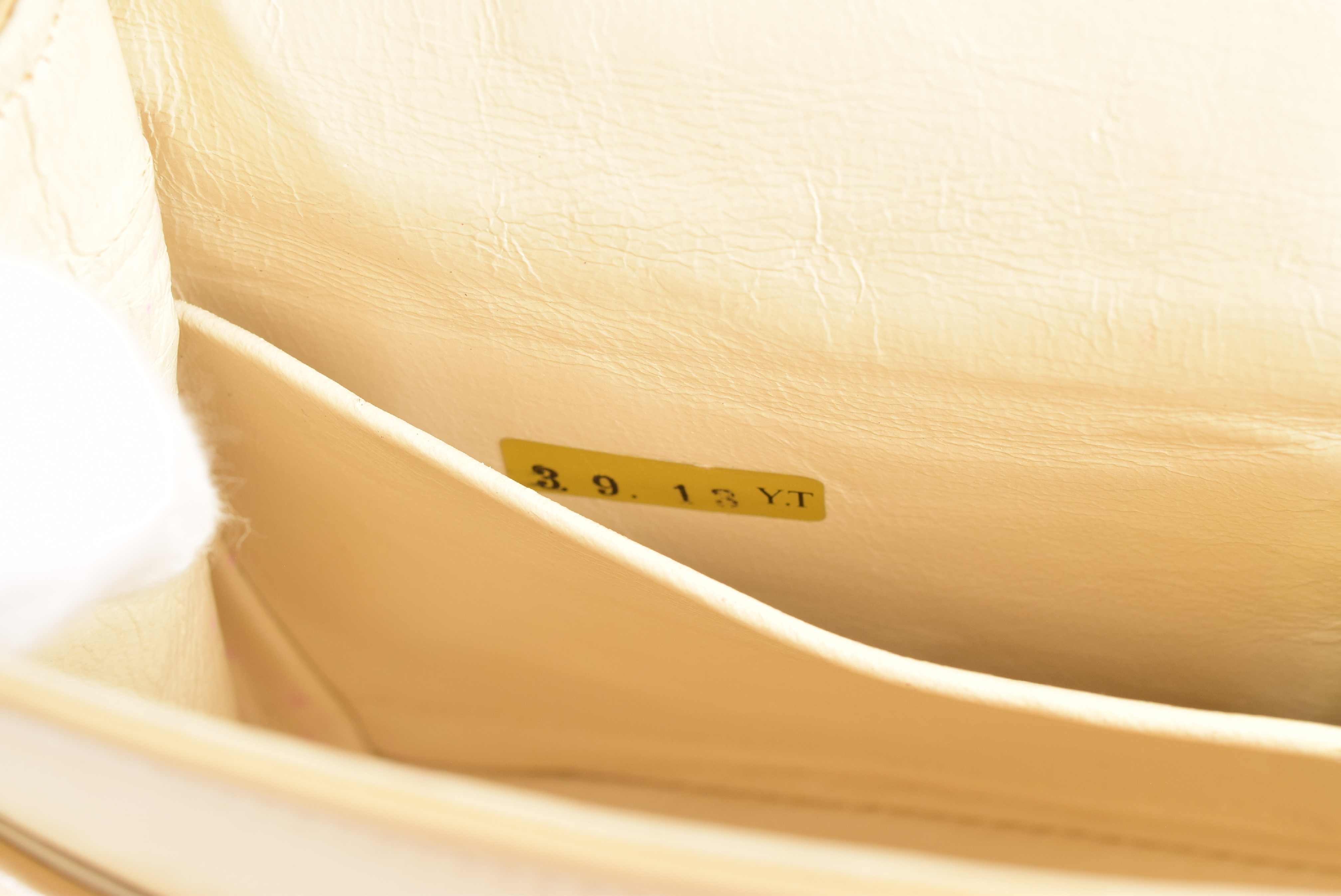 Matelassé Double Chain Double Flap Beige Lambskin Shoulder Bag — view 15